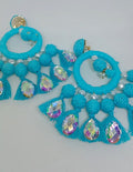 Meridian Dynasty Turquoise Flared Swan Statement Dangle Earrings