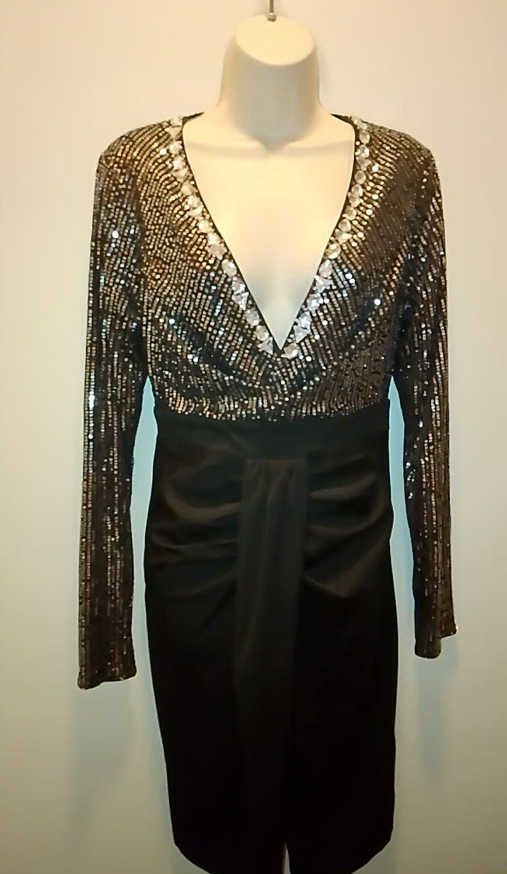 Galactic Cosmic Women's Platinum Black Cocktail Pencil Dress