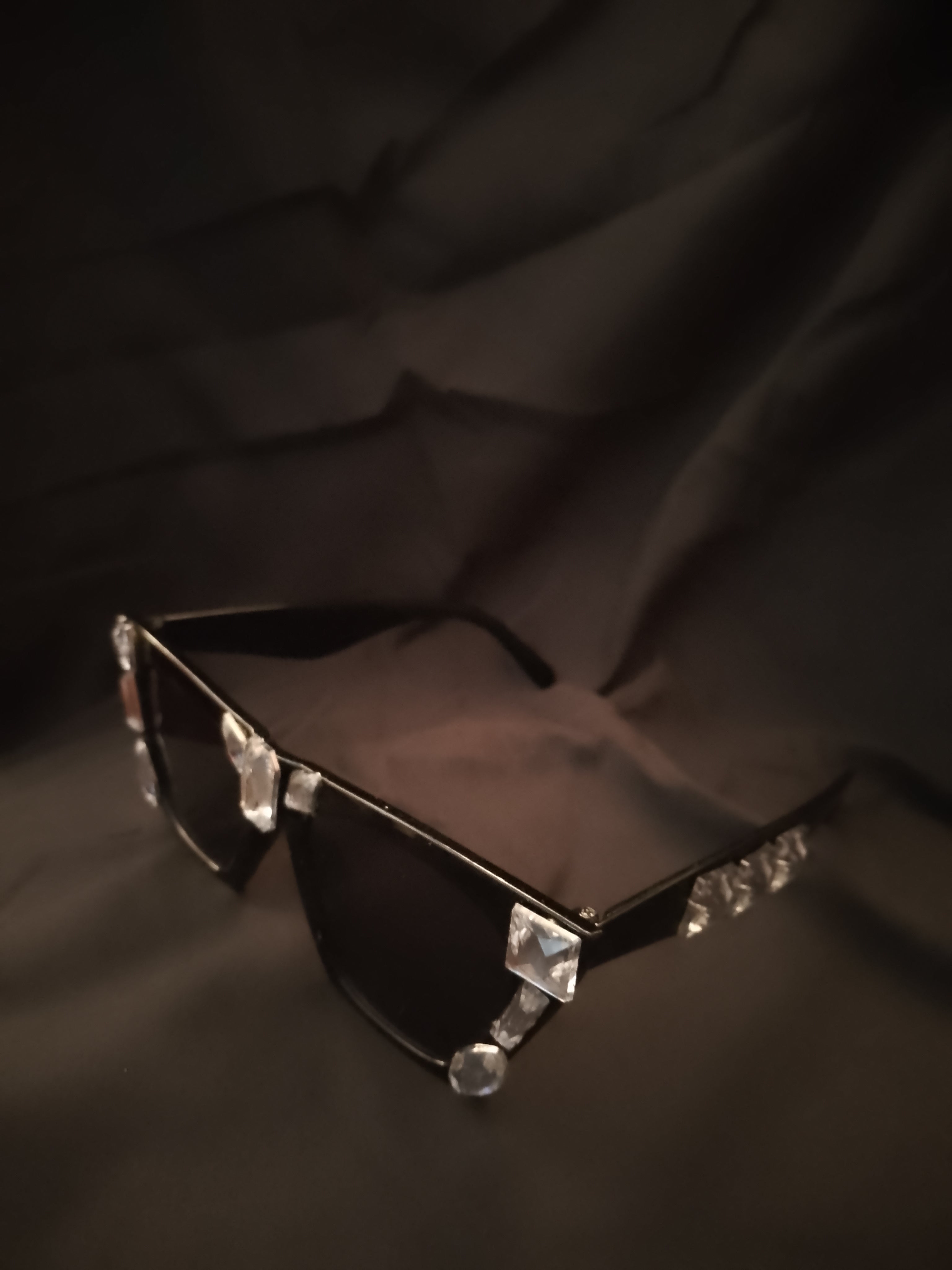 Sable Icon Black Shades Silver Rhinestones