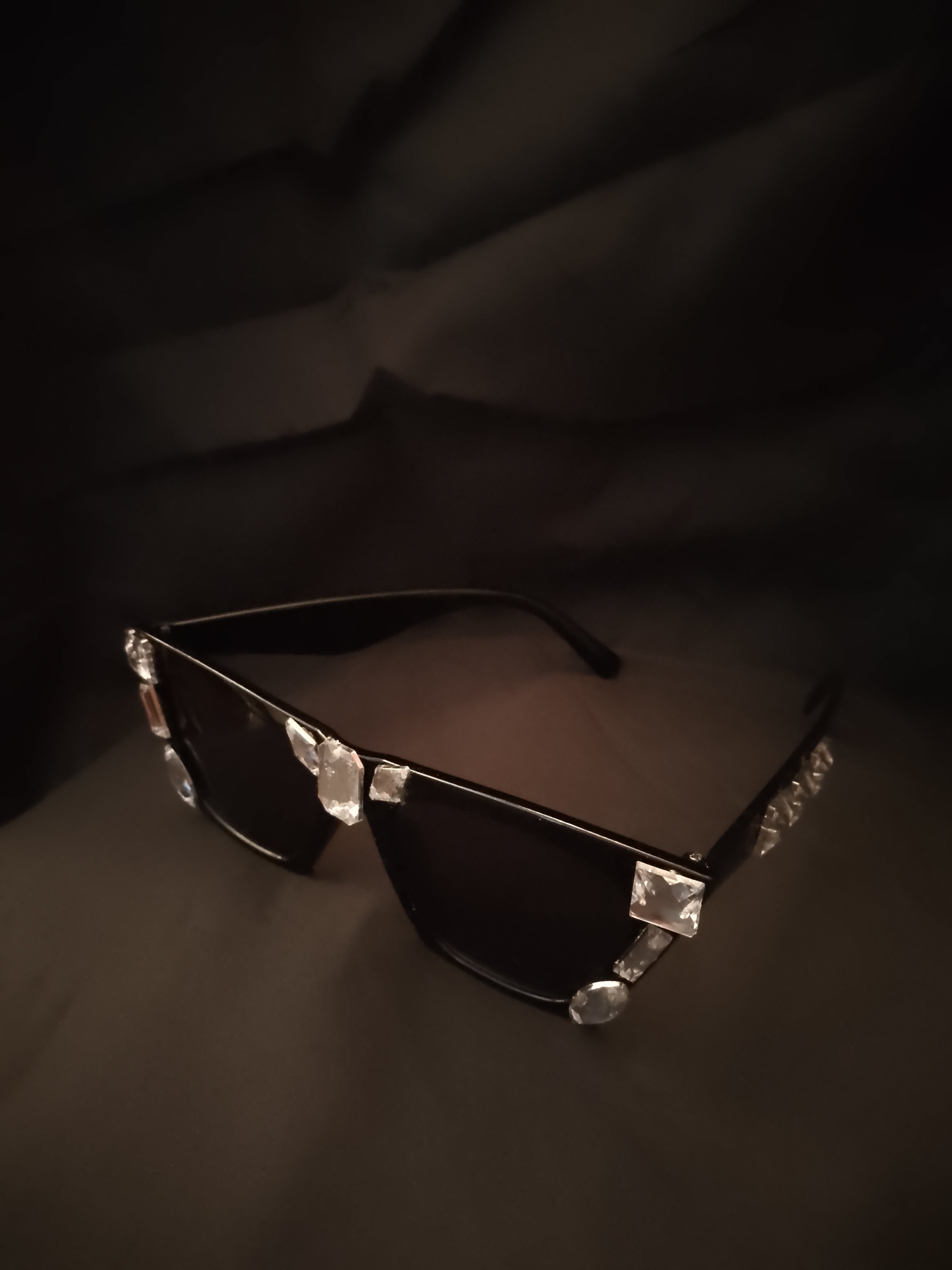 Sable Icon Black Shades Silver Rhinestones