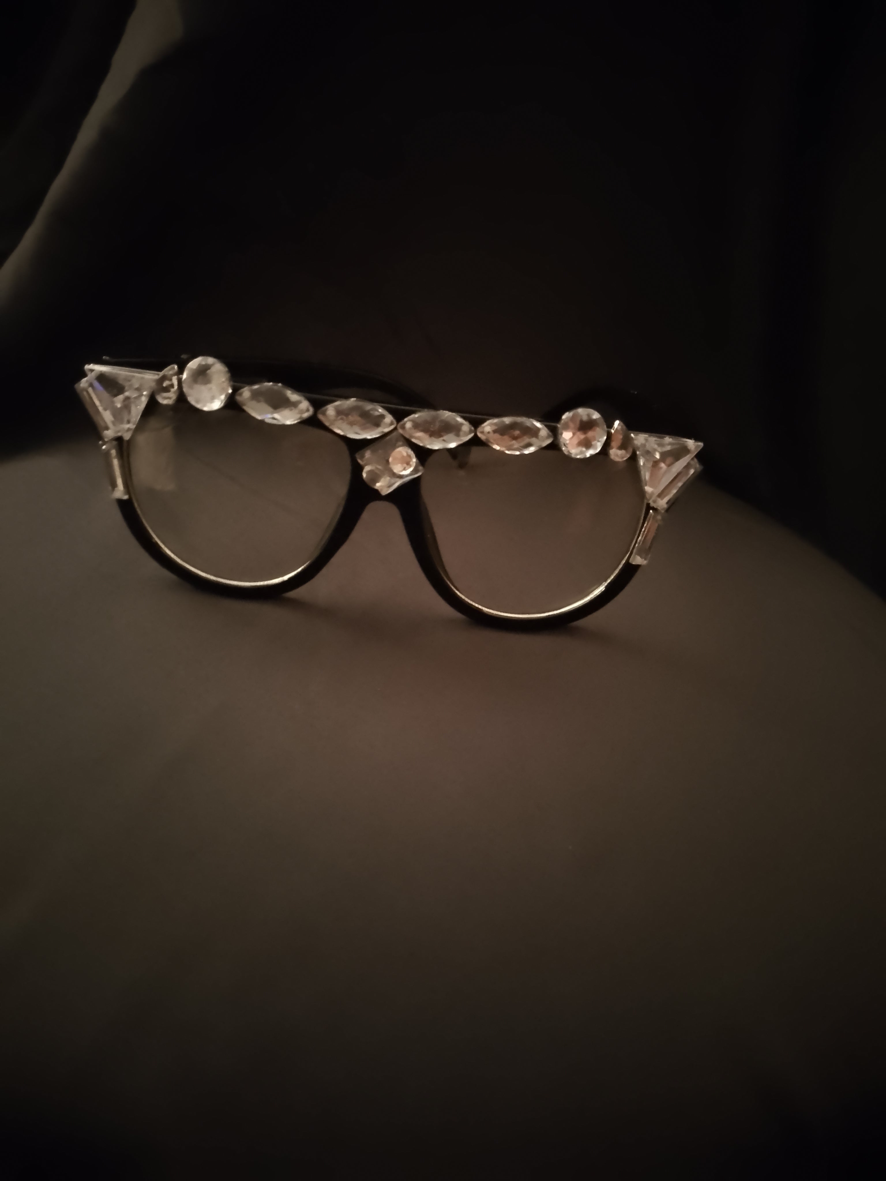 Glitz On The Scene Black Rim Glasses