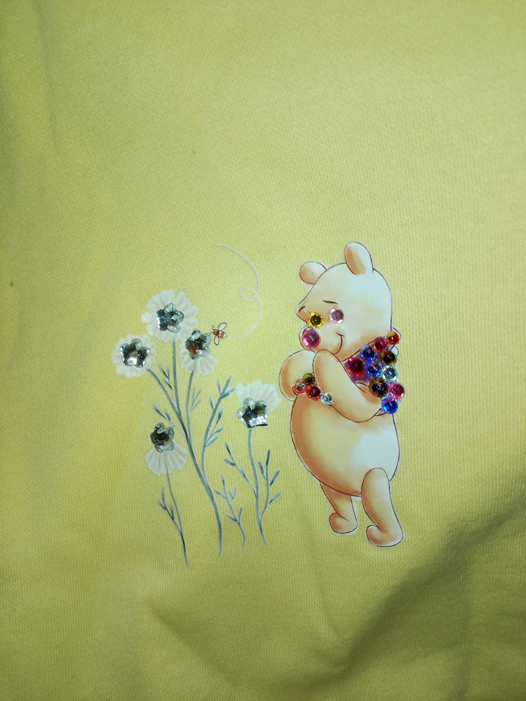 Cozy Sunflower Rhinestones Yellow Long Sleeve Sports Sweater