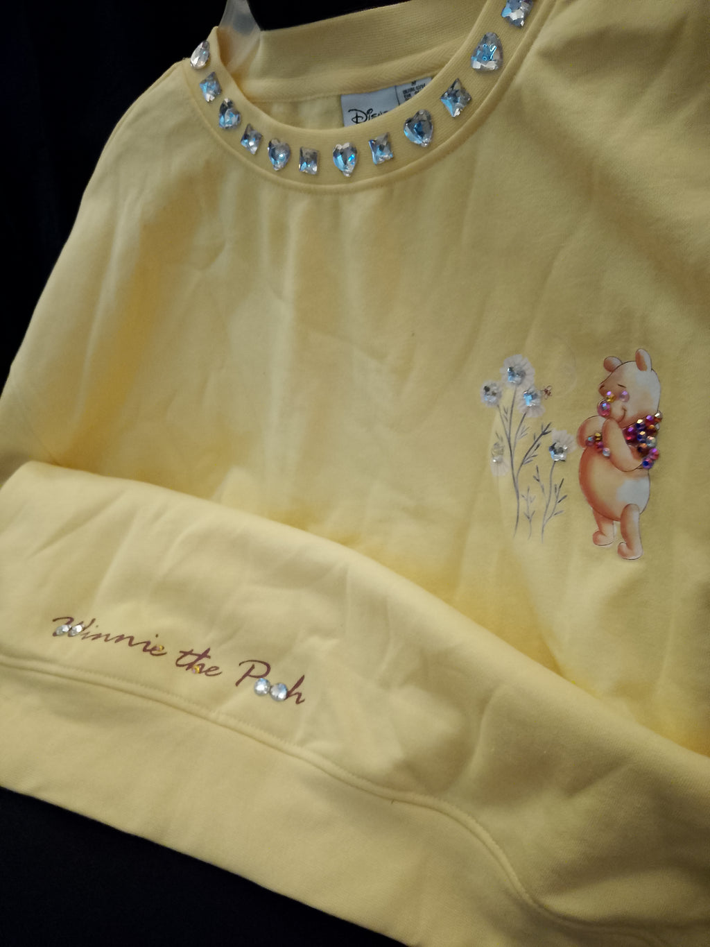 Cozy Sunflower Rhinestones Yellow Long Sleeve Sports Sweater