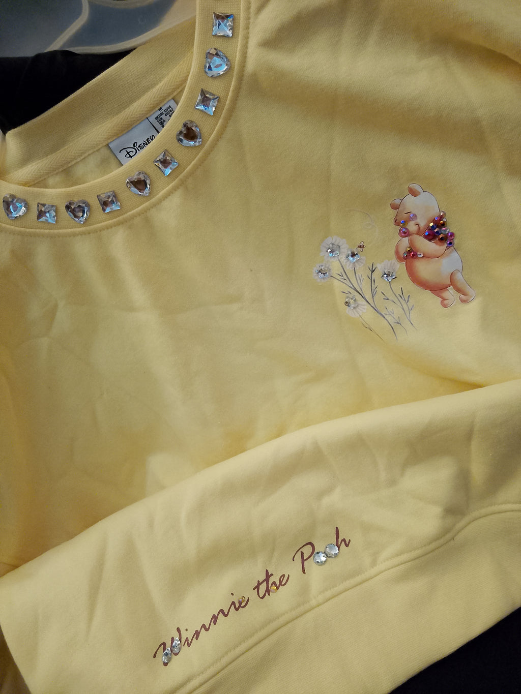 Cozy Sunflower Rhinestones Yellow Long Sleeve Sports Sweater