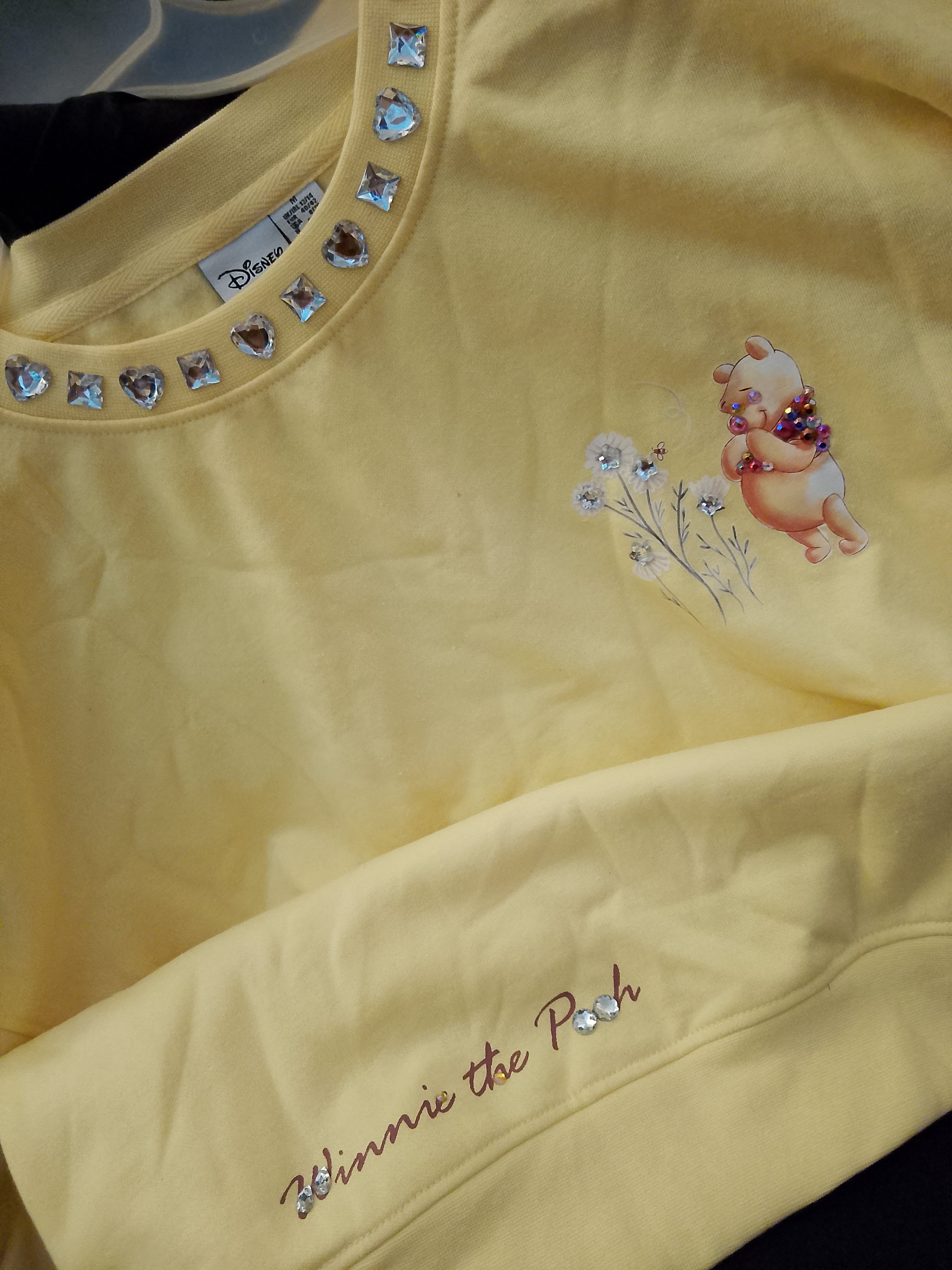 Cozy Sunflower Rhinestones Yellow Long Sleeve Sports Sweater