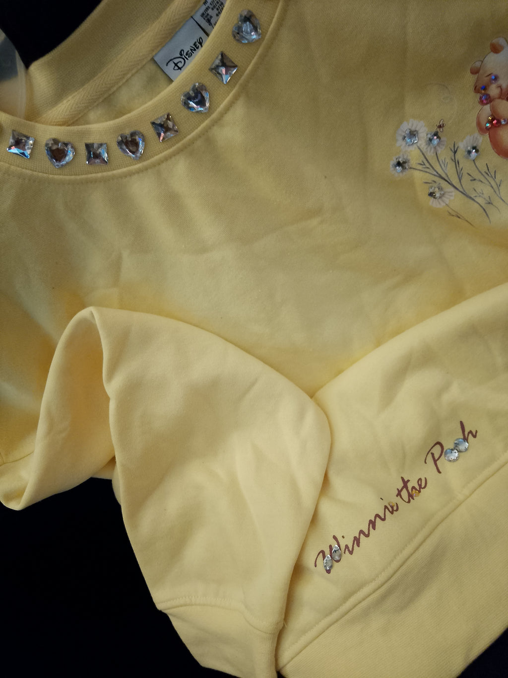 Cozy Sunflower Rhinestones Yellow Long Sleeve Sports Sweater
