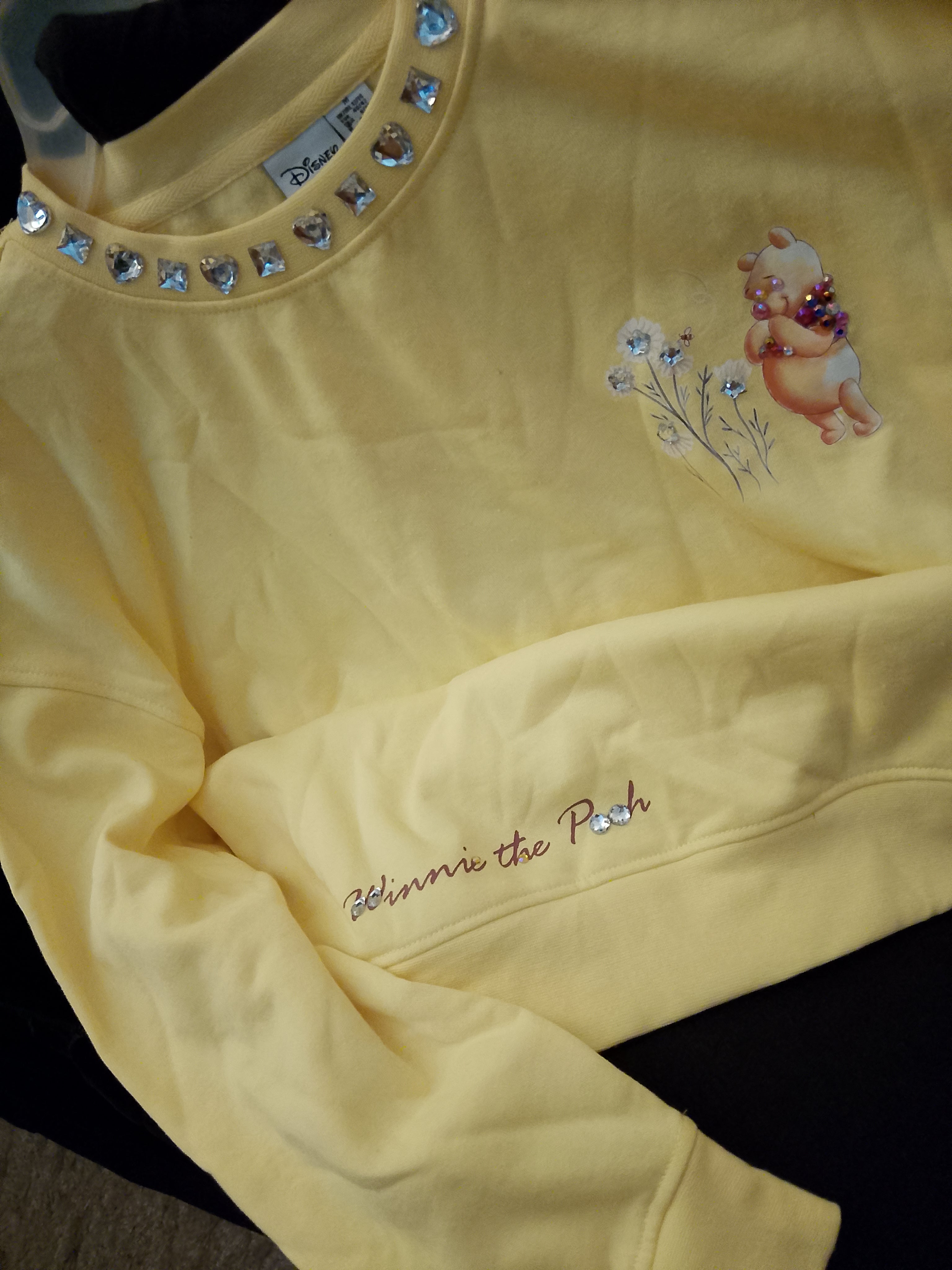 Cozy Sunflower Rhinestones Yellow Long Sleeve Sports Sweater