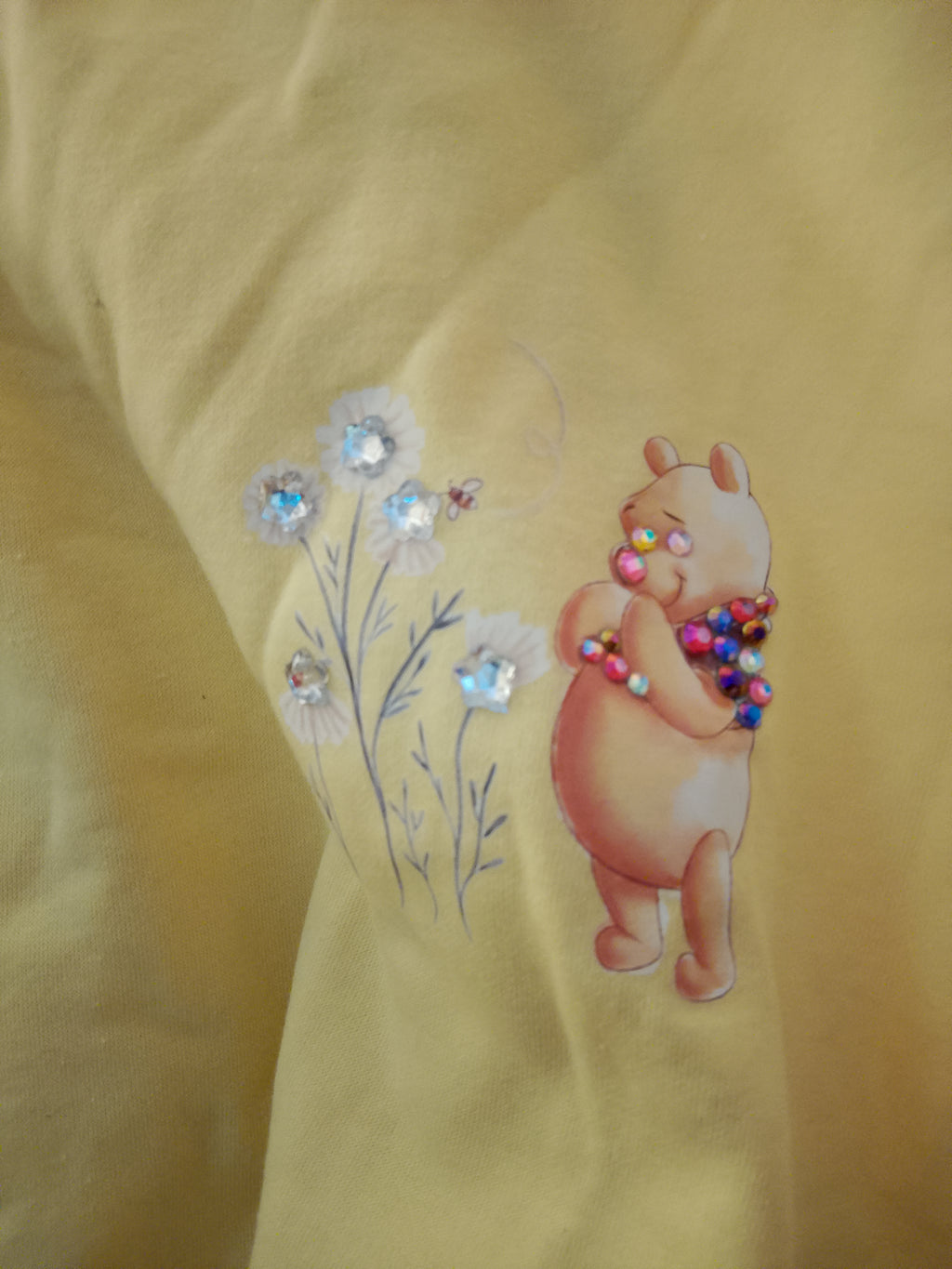 Cozy Sunflower Rhinestones Yellow Long Sleeve Sports Sweater