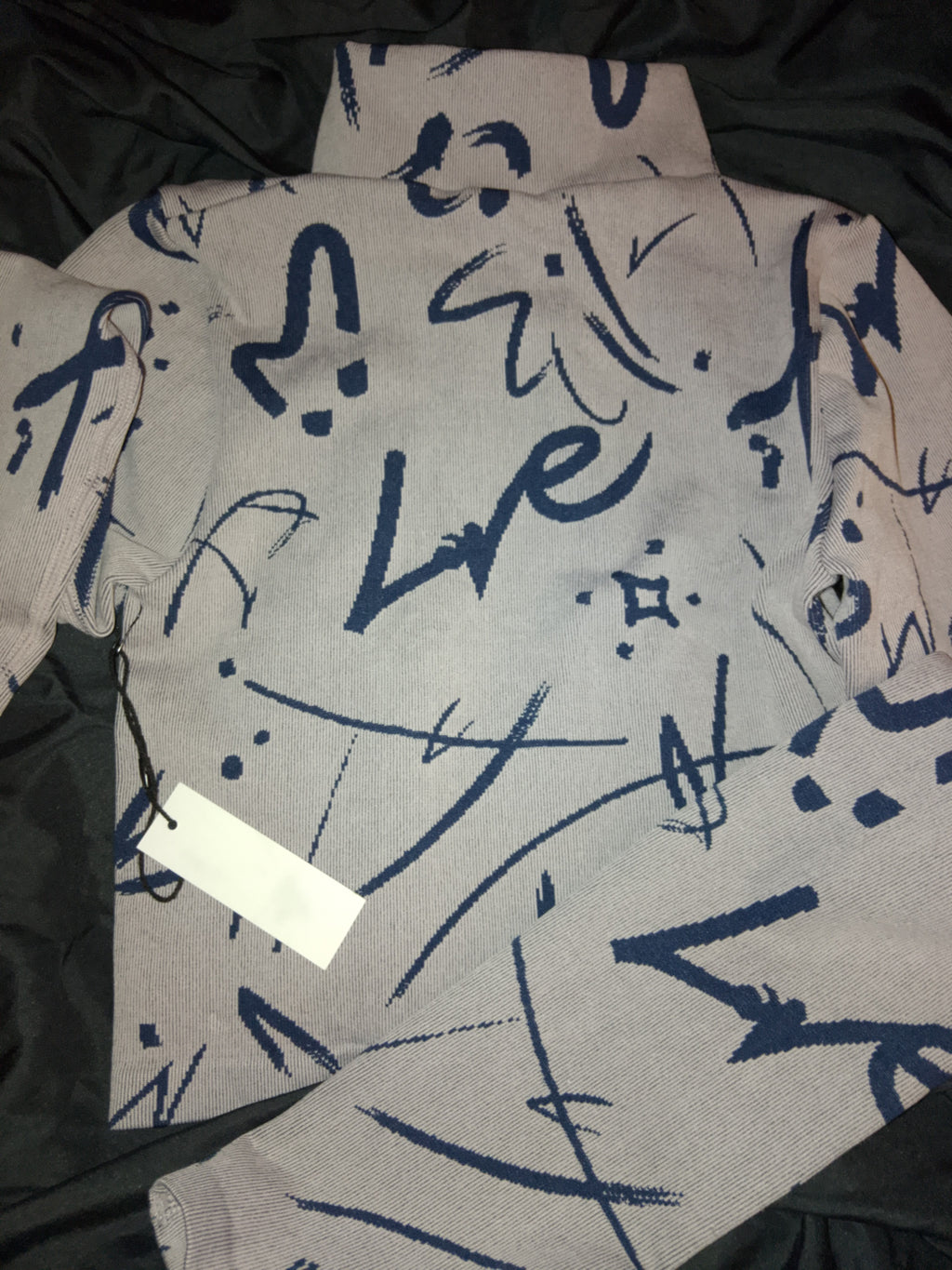 Misty Aero Soft Grey & Navy Blue Zip Stretch Crop Top