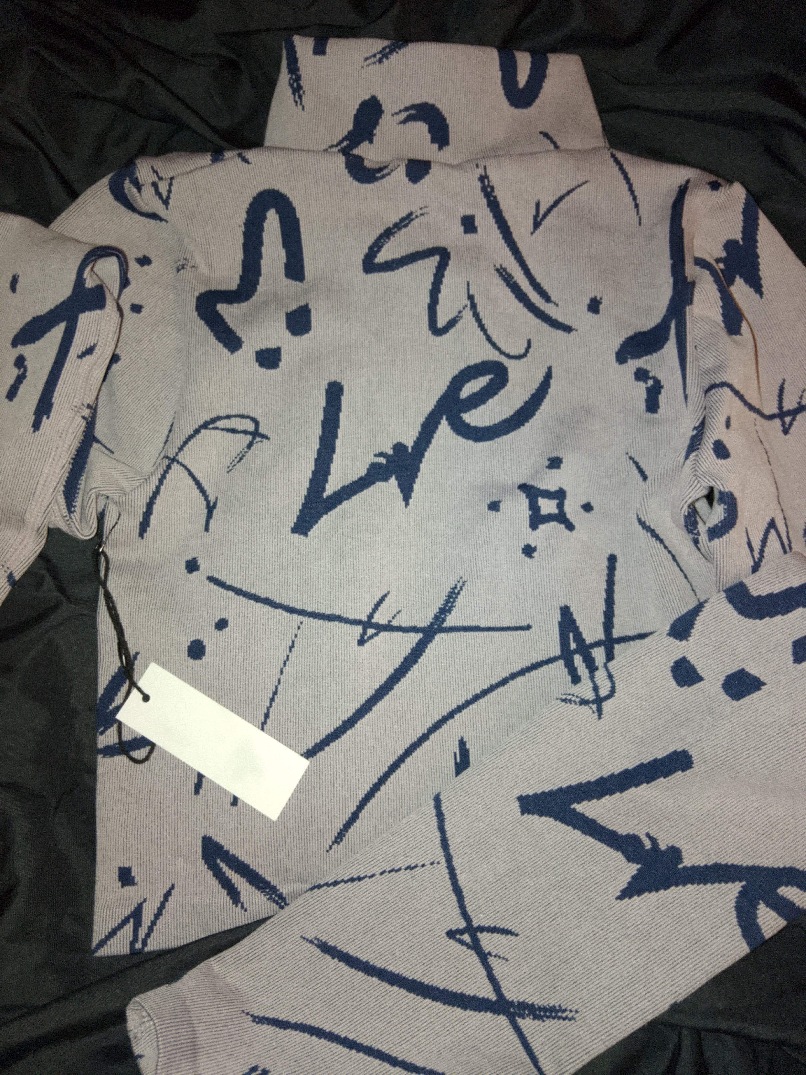 Misty Aero Soft Grey & Navy Blue Zip Stretch Crop Top
