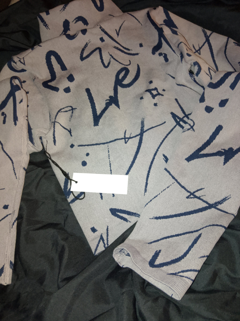 Misty Aero Soft Grey & Navy Blue Zip Stretch Crop Top