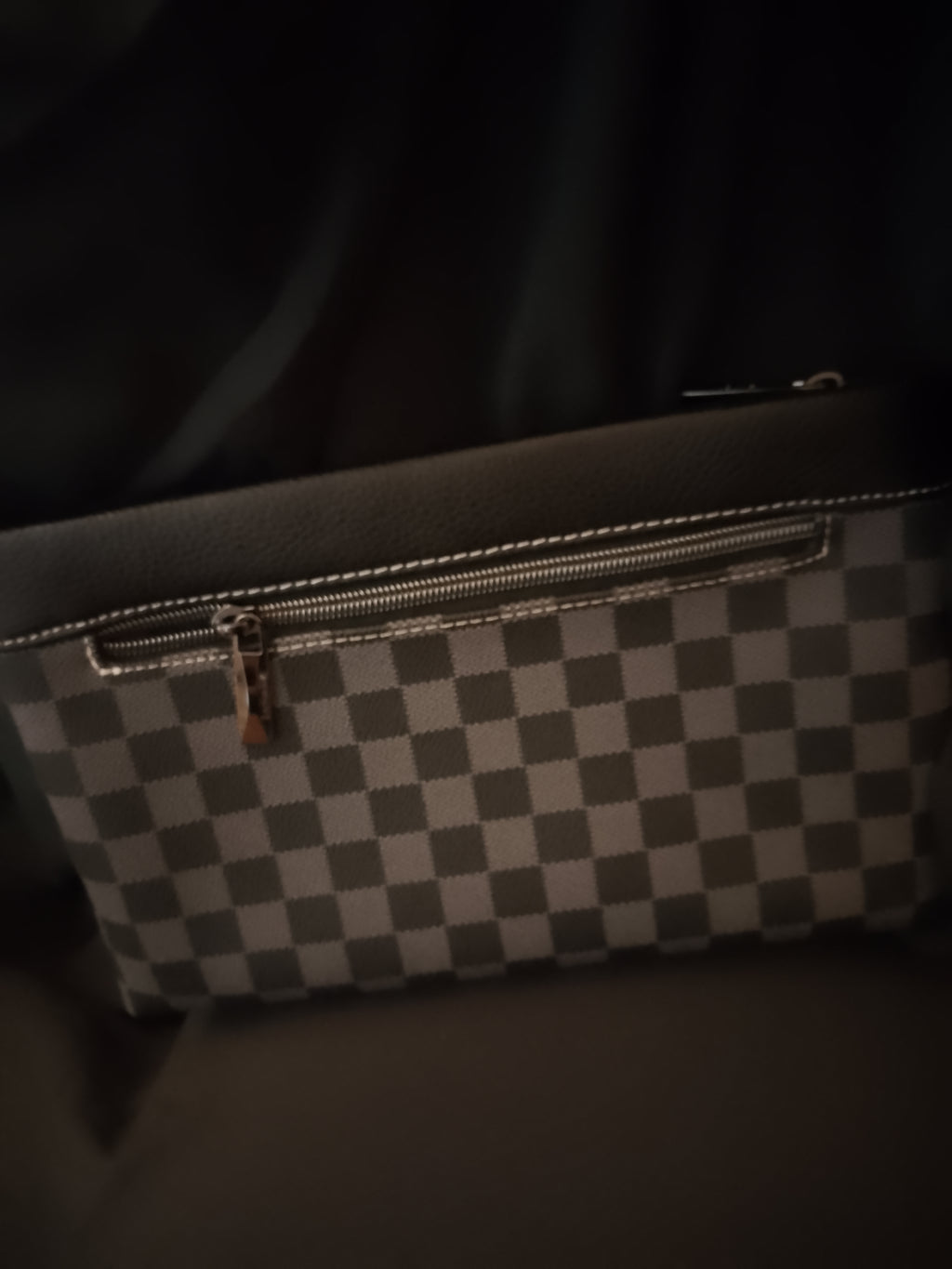 Oxford Cross Cut Grey Crimson Finish Line Clutch Hand Bag Silver Gem Studded Handle