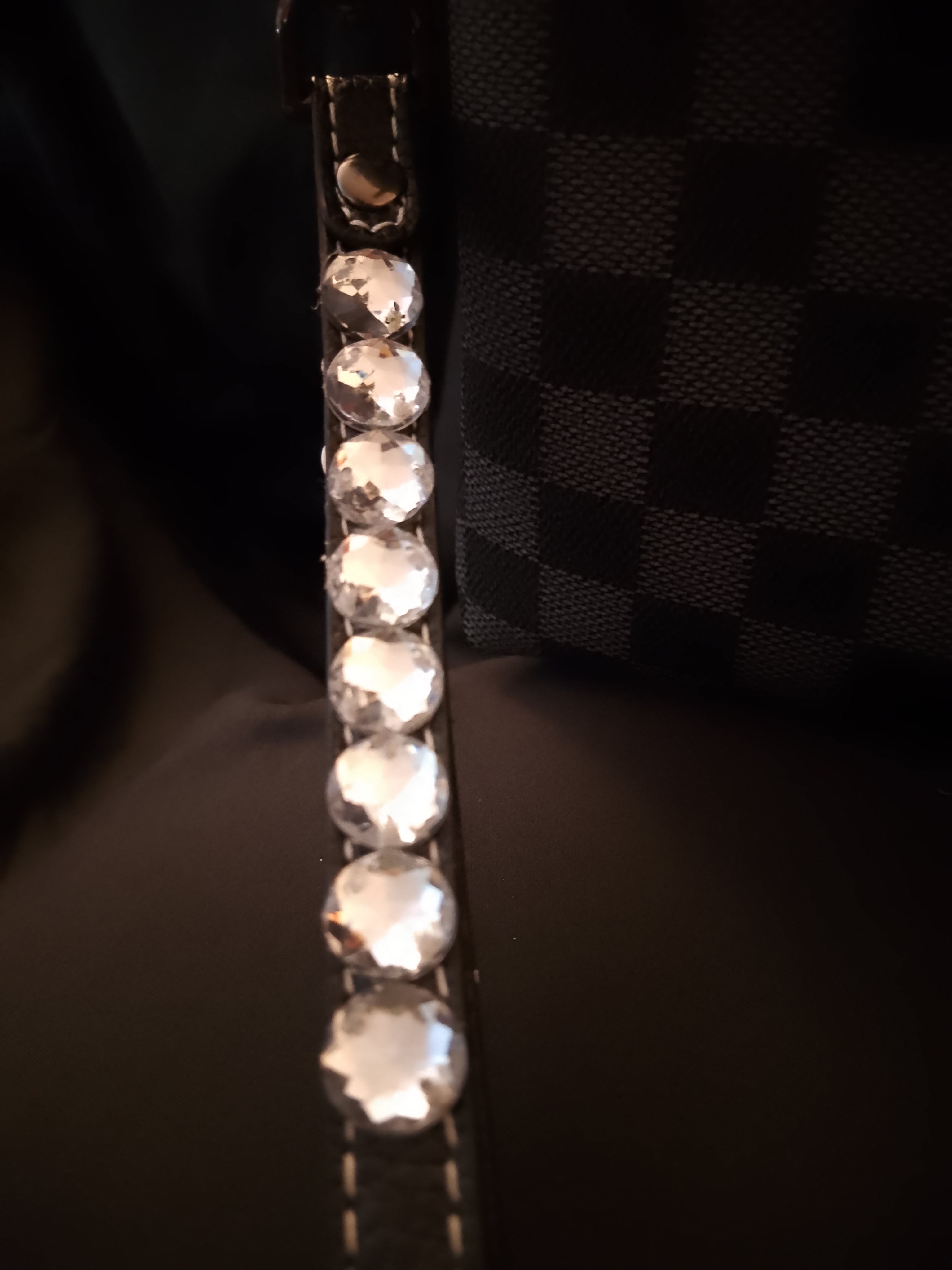 Oxford Cross Cut Grey Crimson Finish Line Clutch Hand Bag Silver Gem Studded Handle