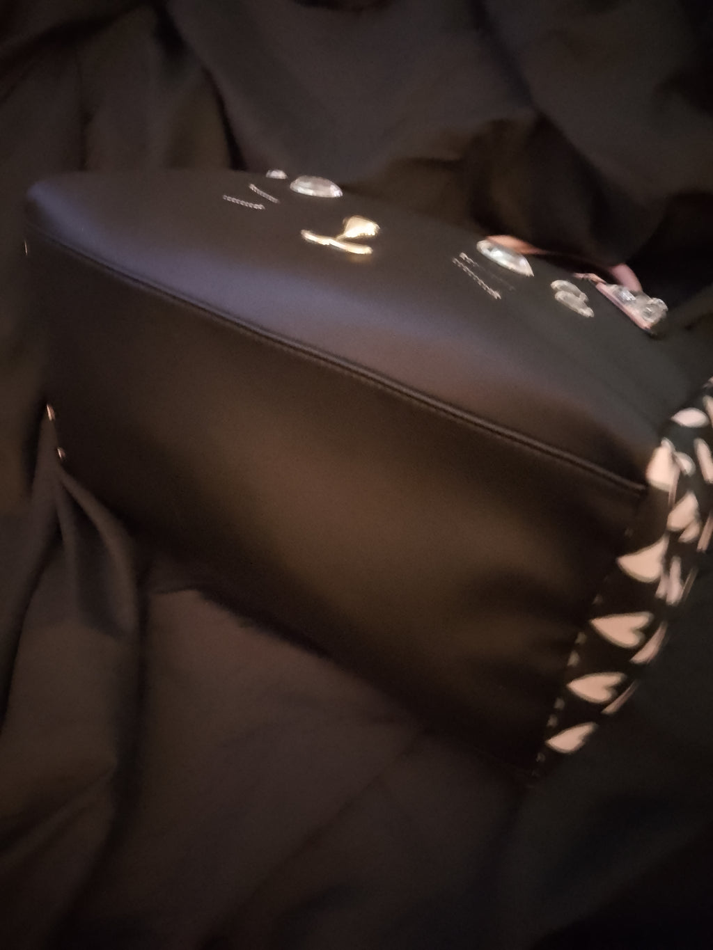 T -  Cat Face Meow Black & Baby Pink Over Sized Bag