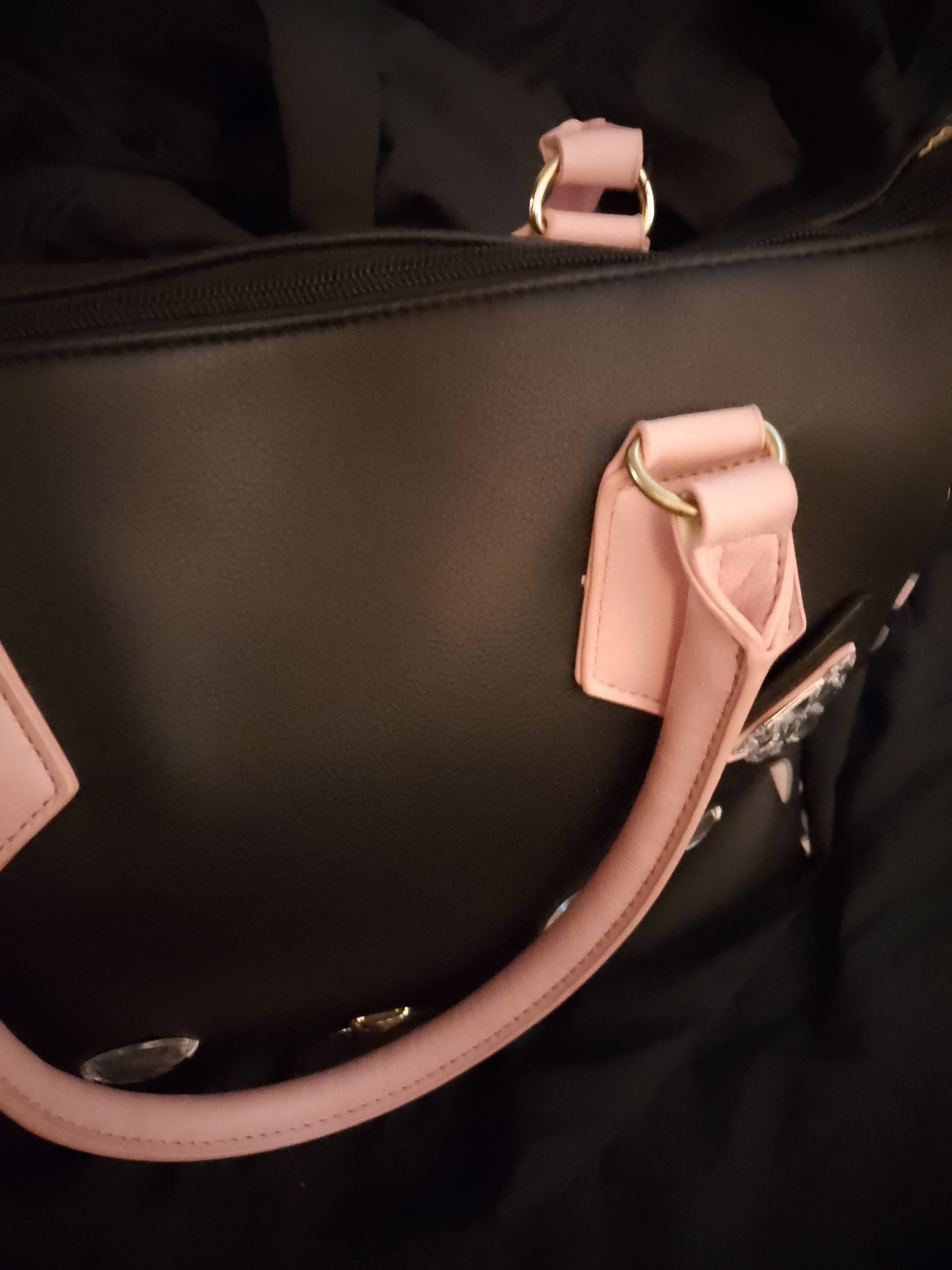 T -  Cat Face Meow Black & Baby Pink Over Sized Bag