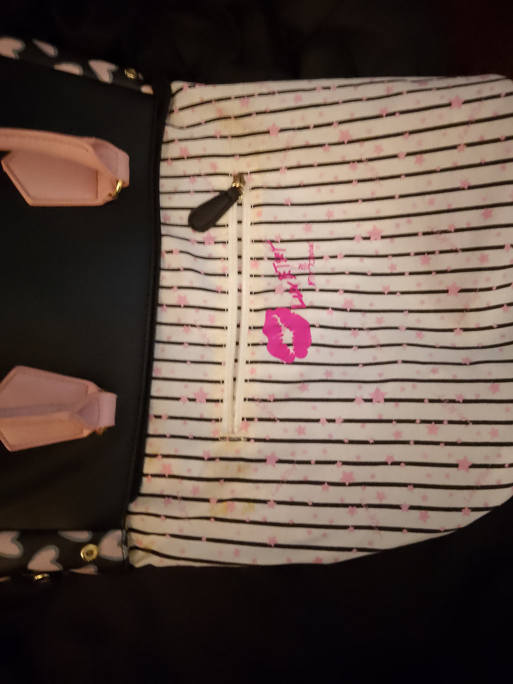 T -  Cat Face Meow Black & Baby Pink Over Sized Bag
