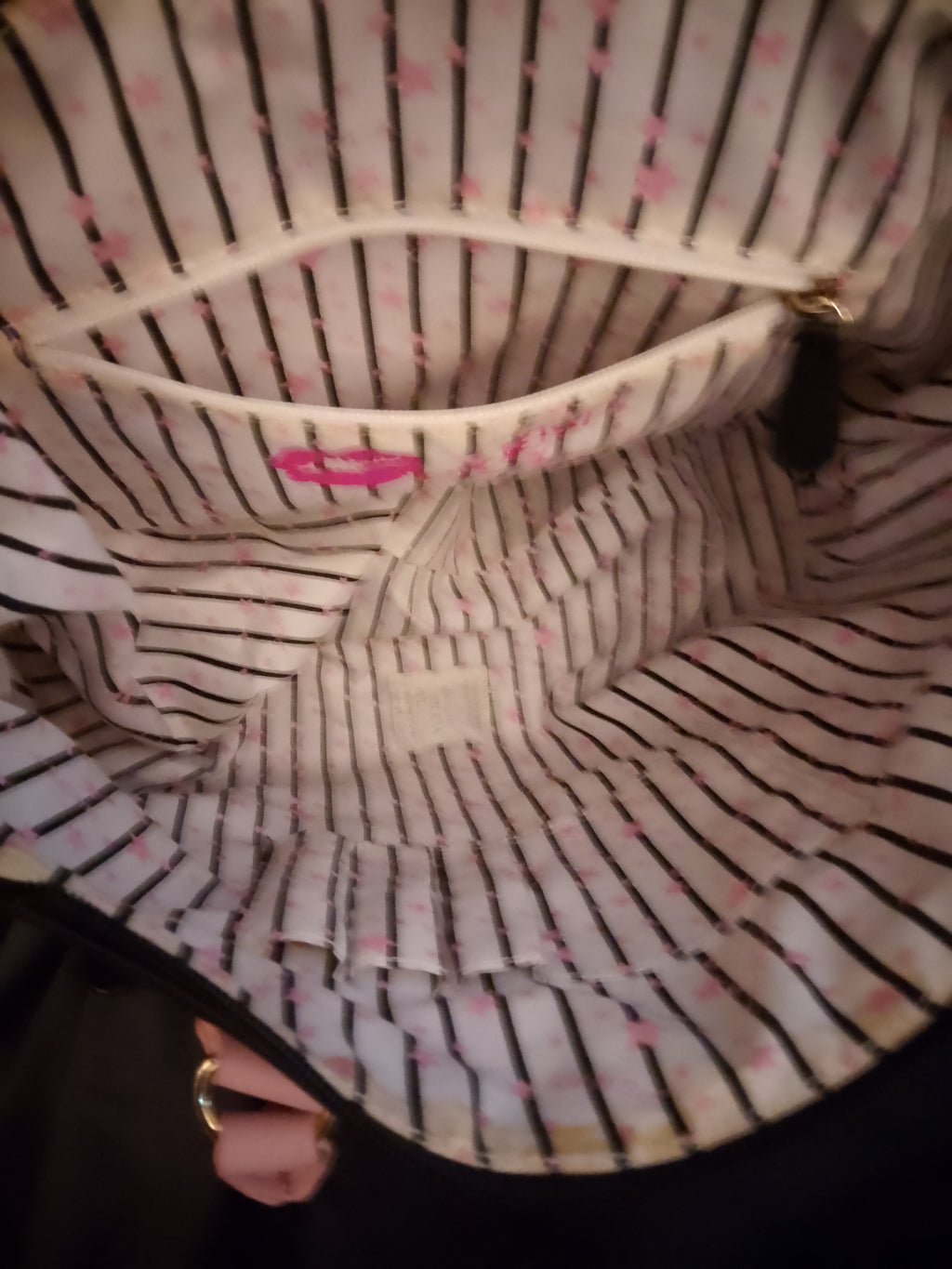 T -  Cat Face Meow Black & Baby Pink Over Sized Bag