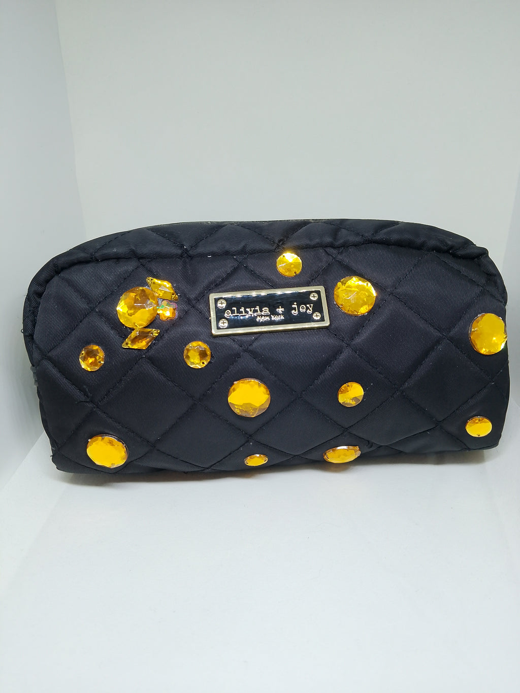 Couture Vanity Quilted Black Make-Up Pouch Zip Up Bag