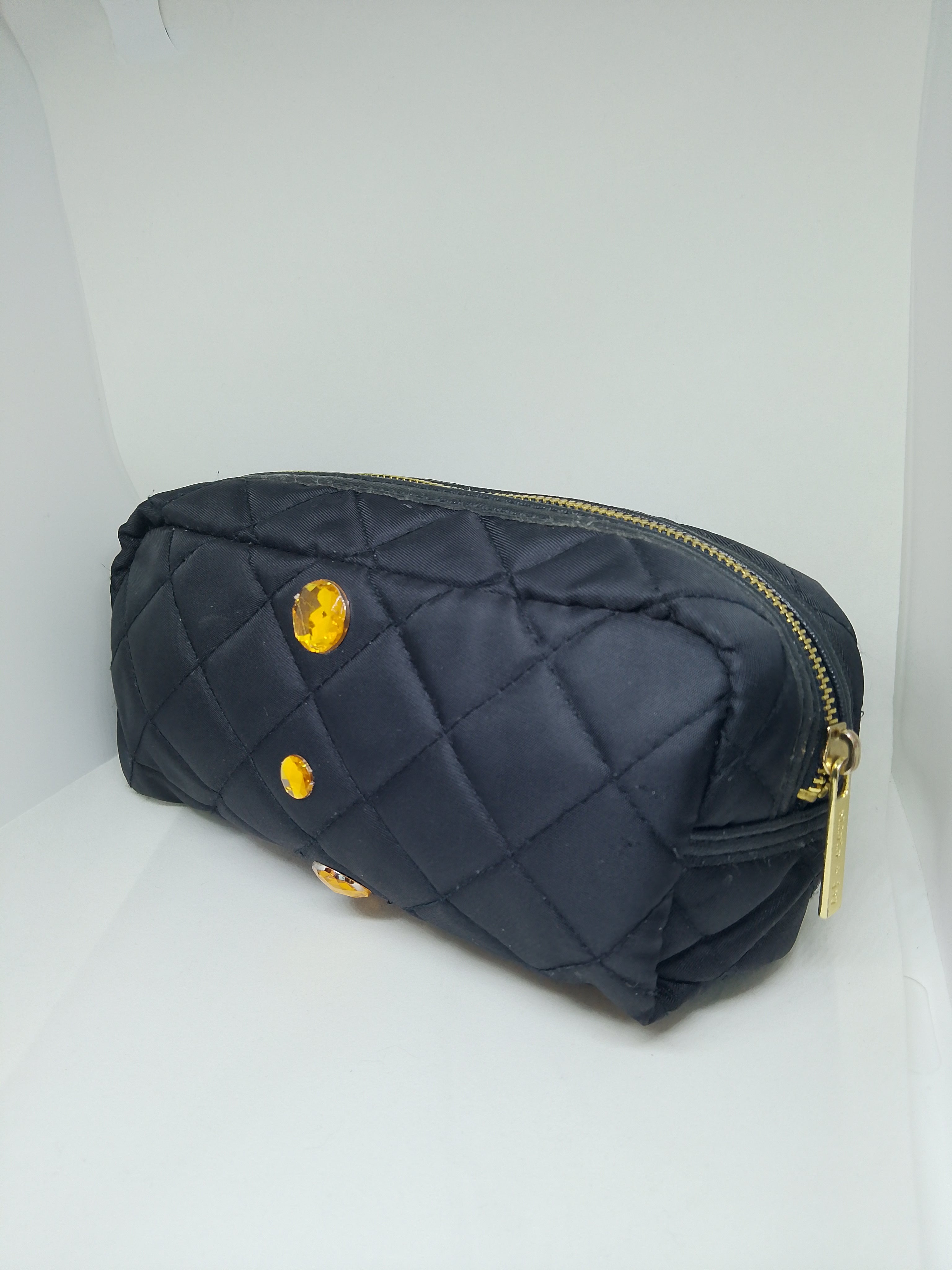 Couture Vanity Quilted Black Make-Up Pouch Zip Up Bag