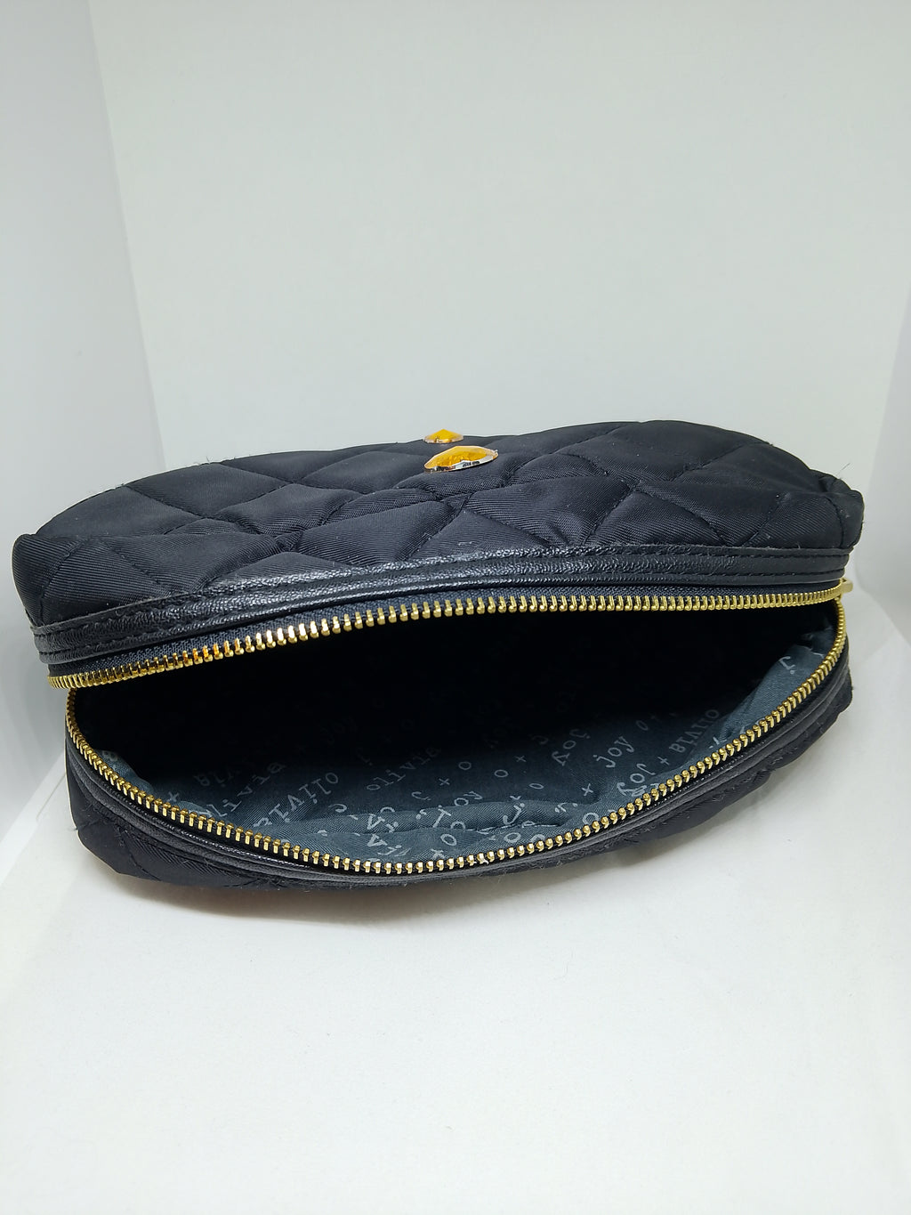 Couture Vanity Quilted Black Make-Up Pouch Zip Up Bag
