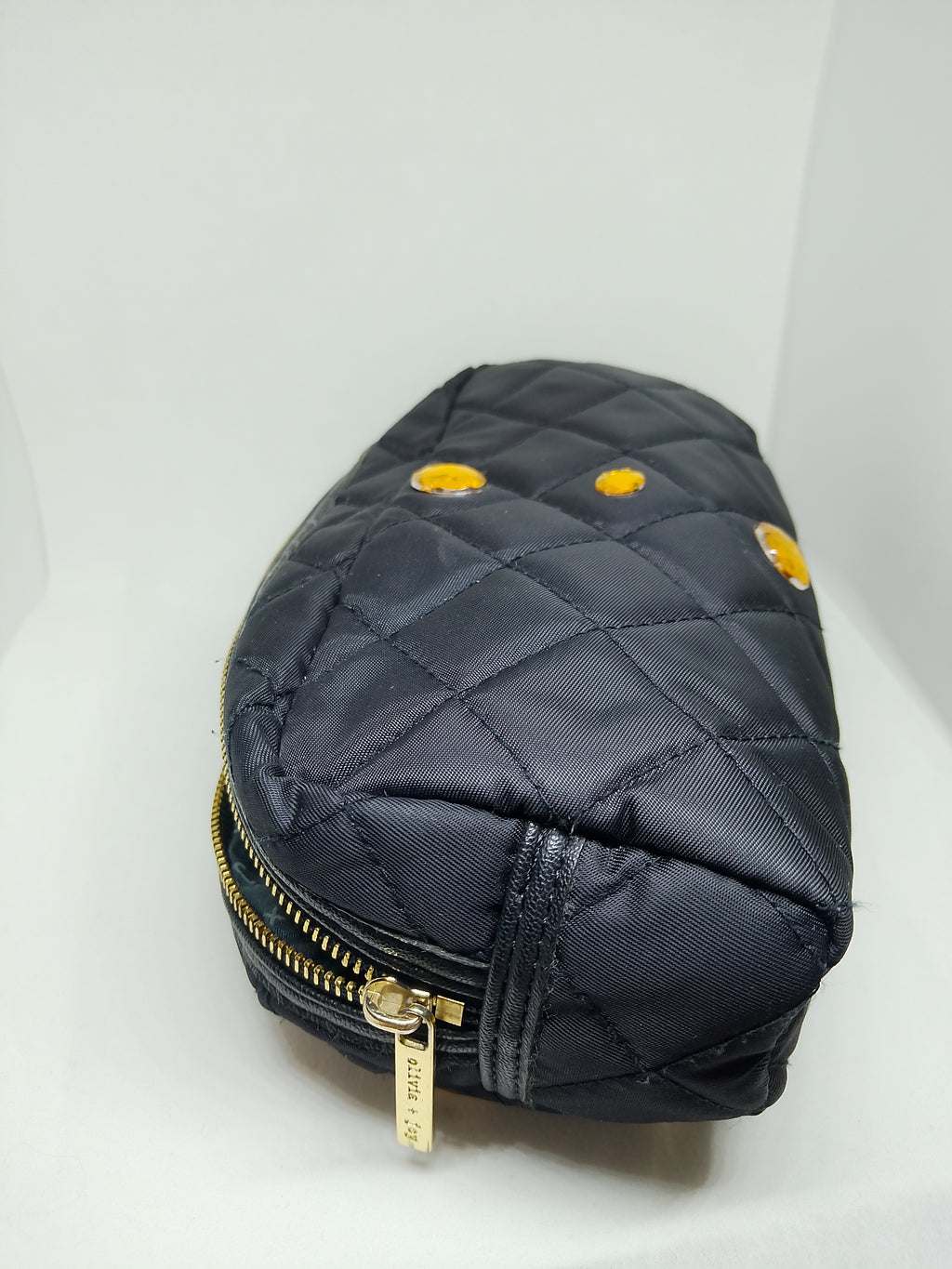 Couture Vanity Quilted Black Make-Up Pouch Zip Up Bag
