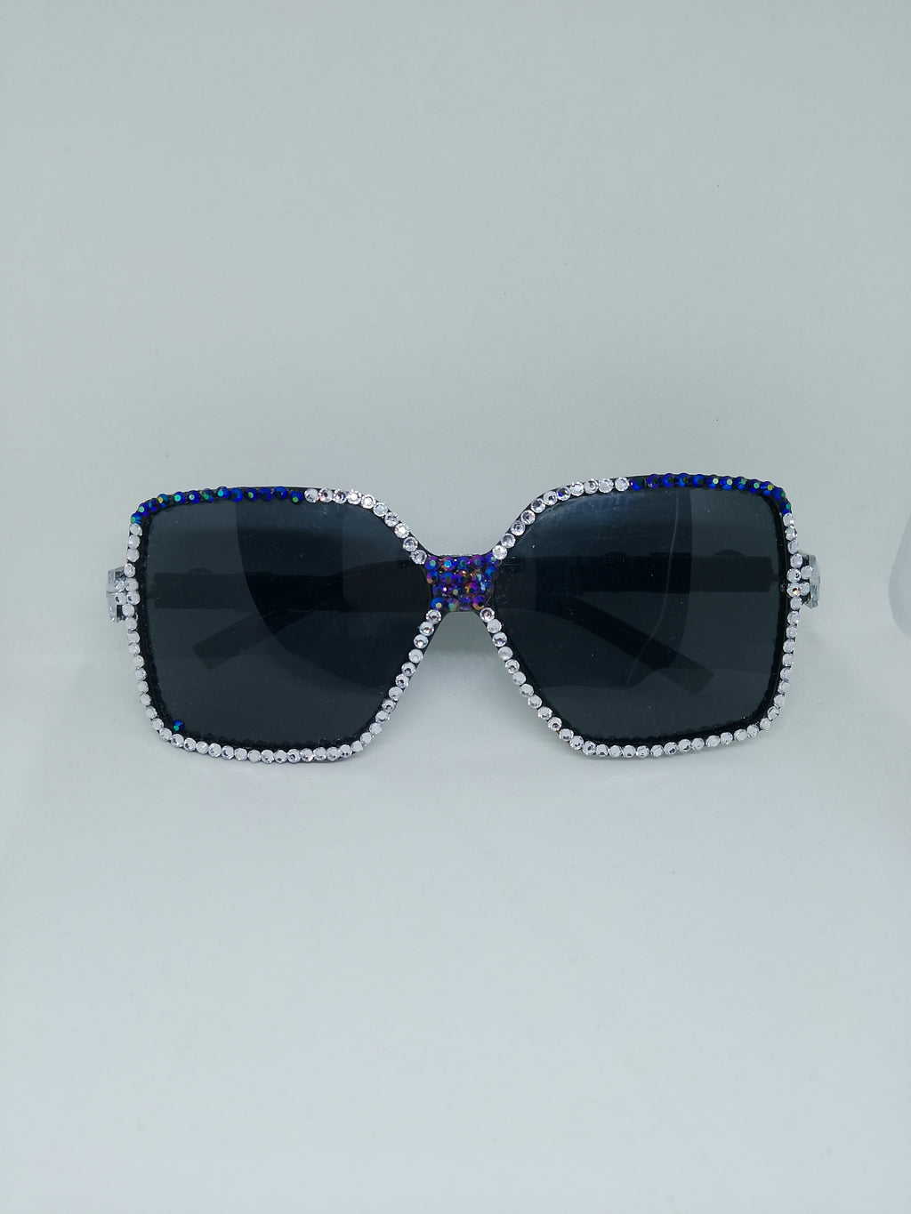T - Cosmic Galaxy Sparkle Royalty Blue & Silver Gems Frame Glasses