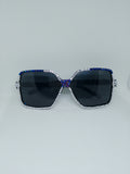 T - Cosmic Galaxy Sparkle Royalty Blue & Silver Gems Frame Glasses