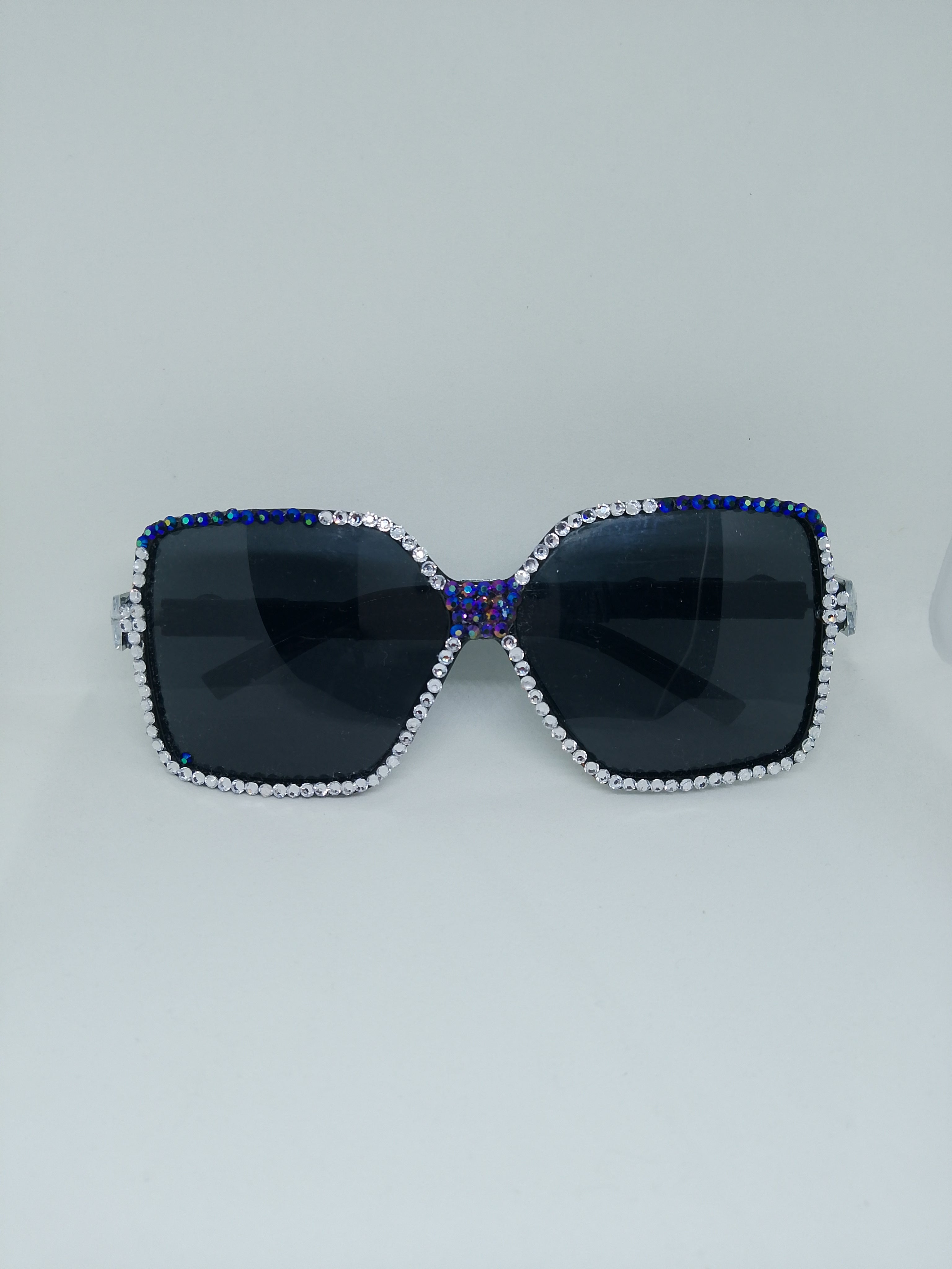 T - Cosmic Galaxy Sparkle Royalty Blue & Silver Gems Frame Glasses