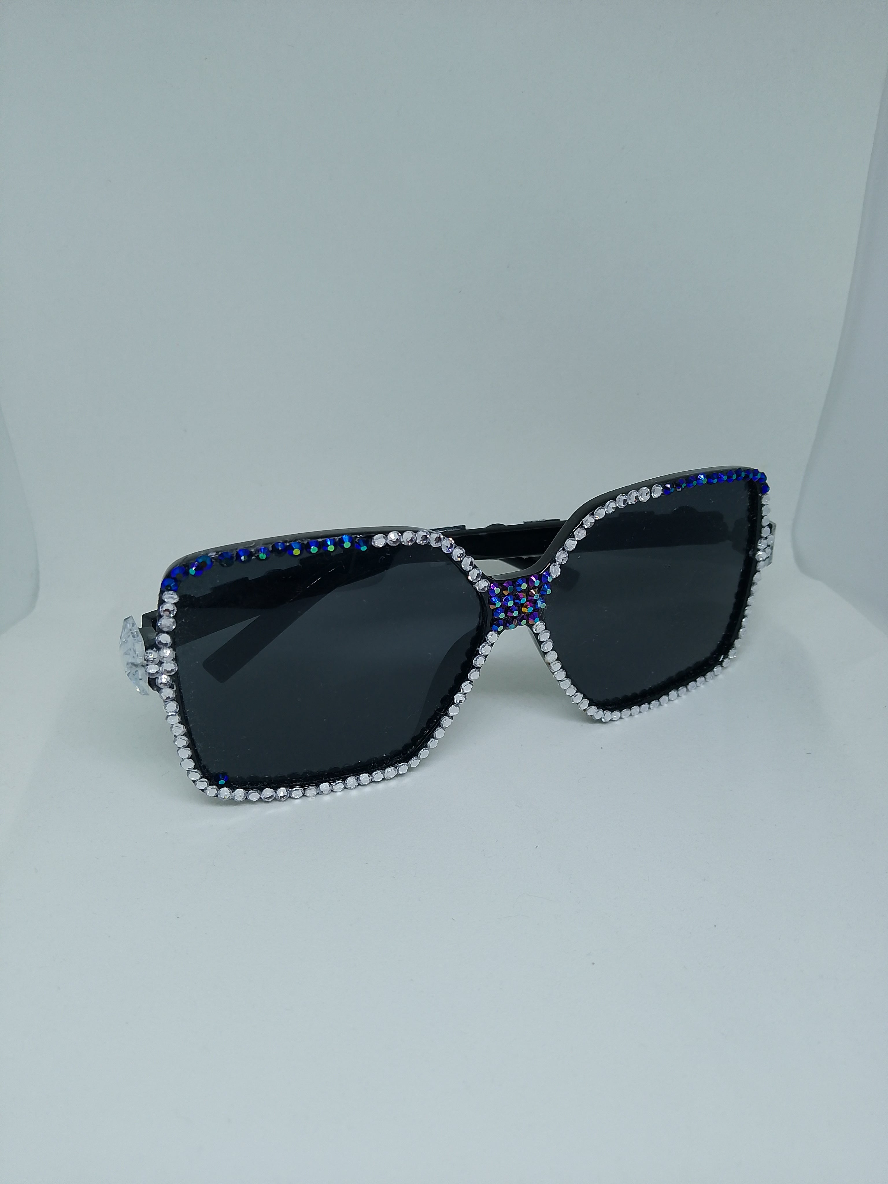 T - Cosmic Galaxy Sparkle Royalty Blue & Silver Gems Frame Glasses