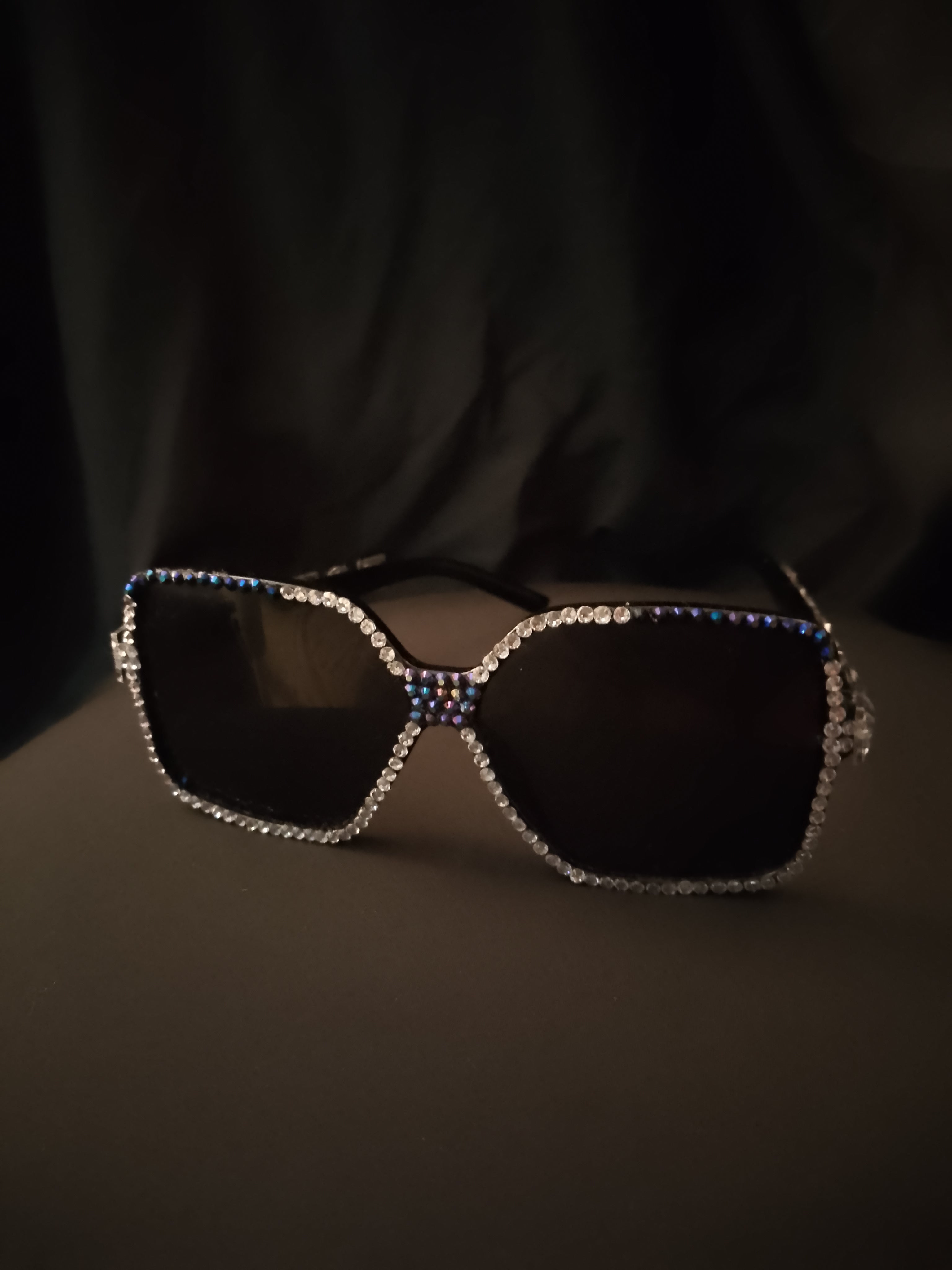 T - Cosmic Galaxy Sparkle Royalty Blue & Silver Gems Frame Glasses