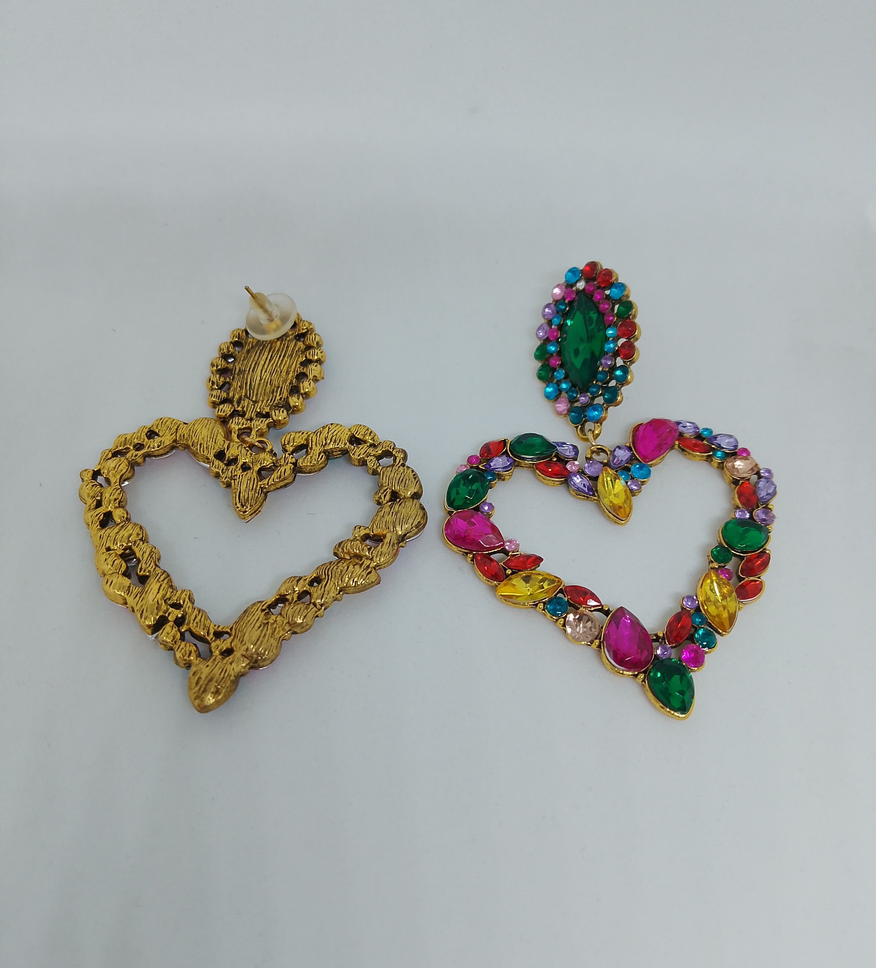 Enchanted Forbidden Fruit Multi-Color Heart Shape Drop Dangle Earrings