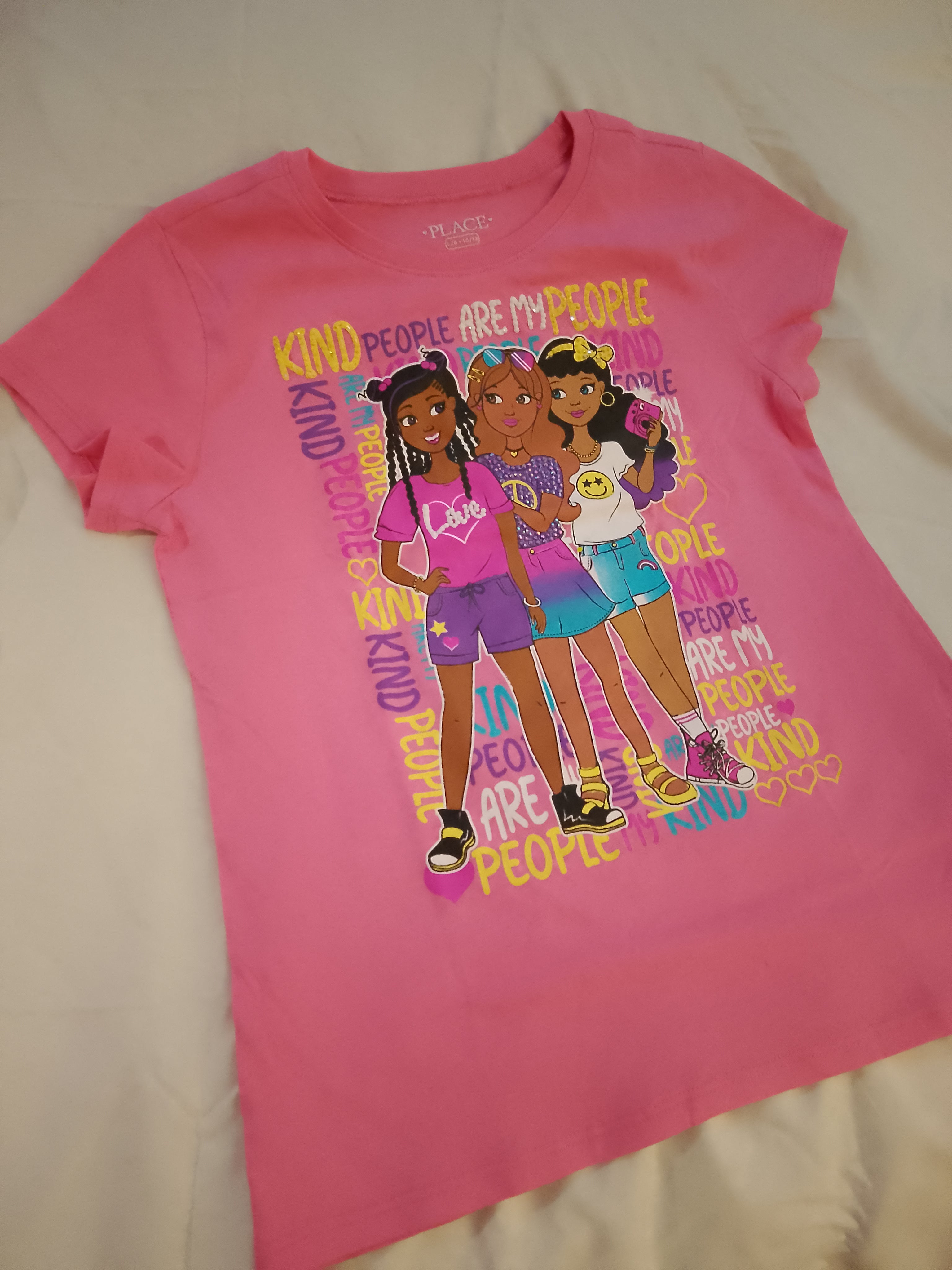 Lovely Girl's T - Shirt Short Sleeve With Gems Design - Style 121