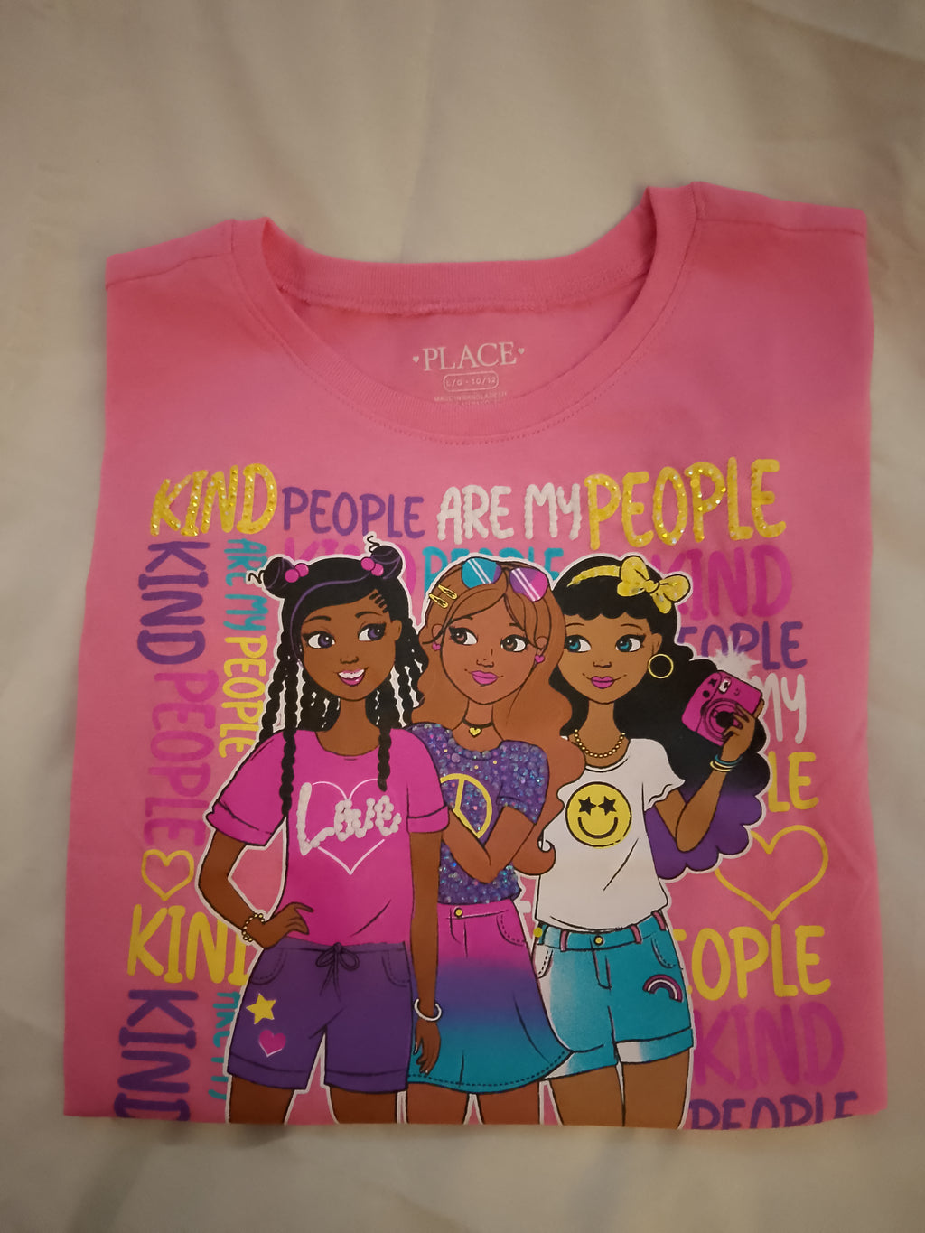 Lovely Girl's T - Shirt Short Sleeve With Gems Design - Style 121