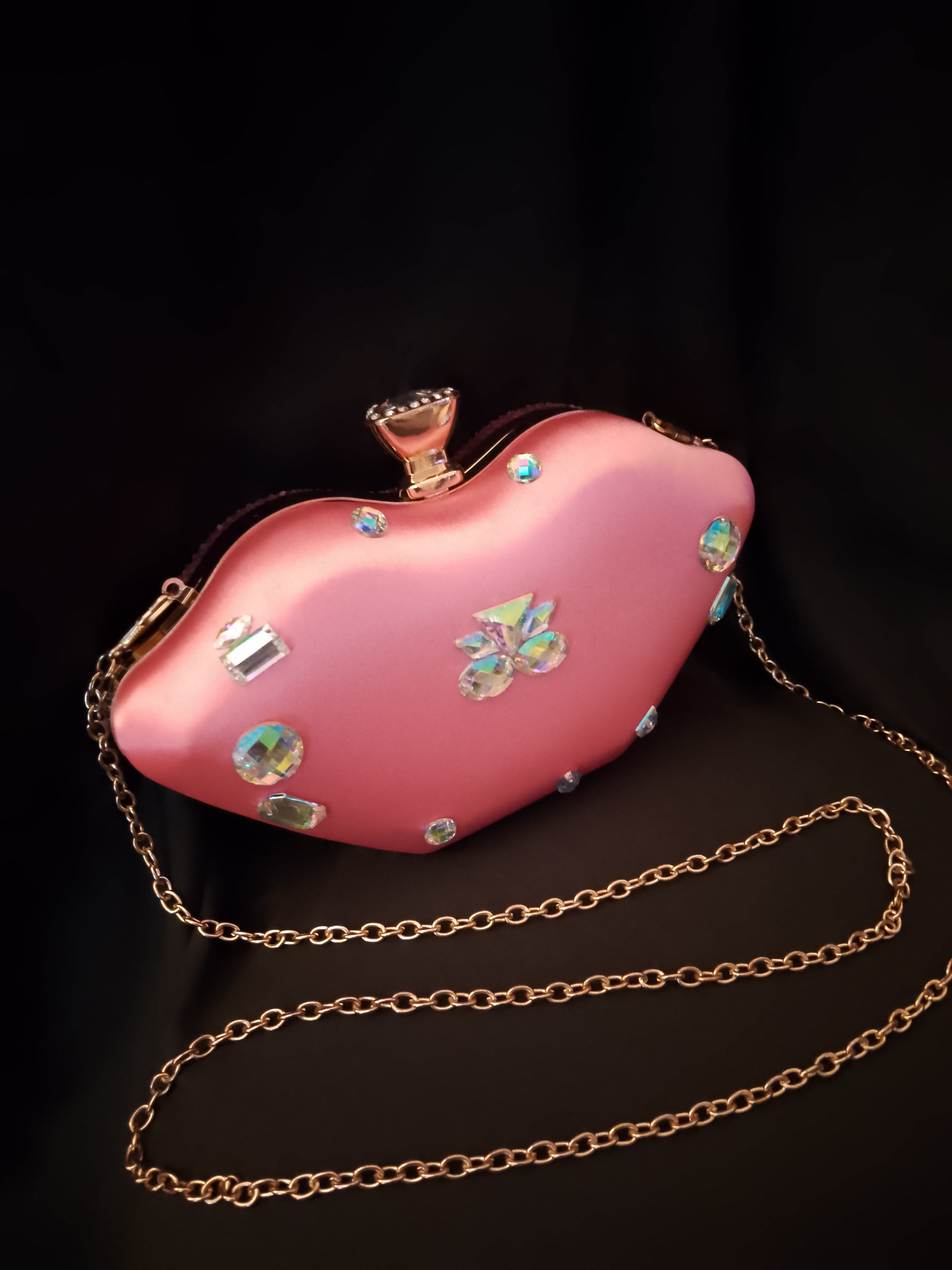 Powder Pink Fancy Tender Kiss Me Clutch Purse Bag