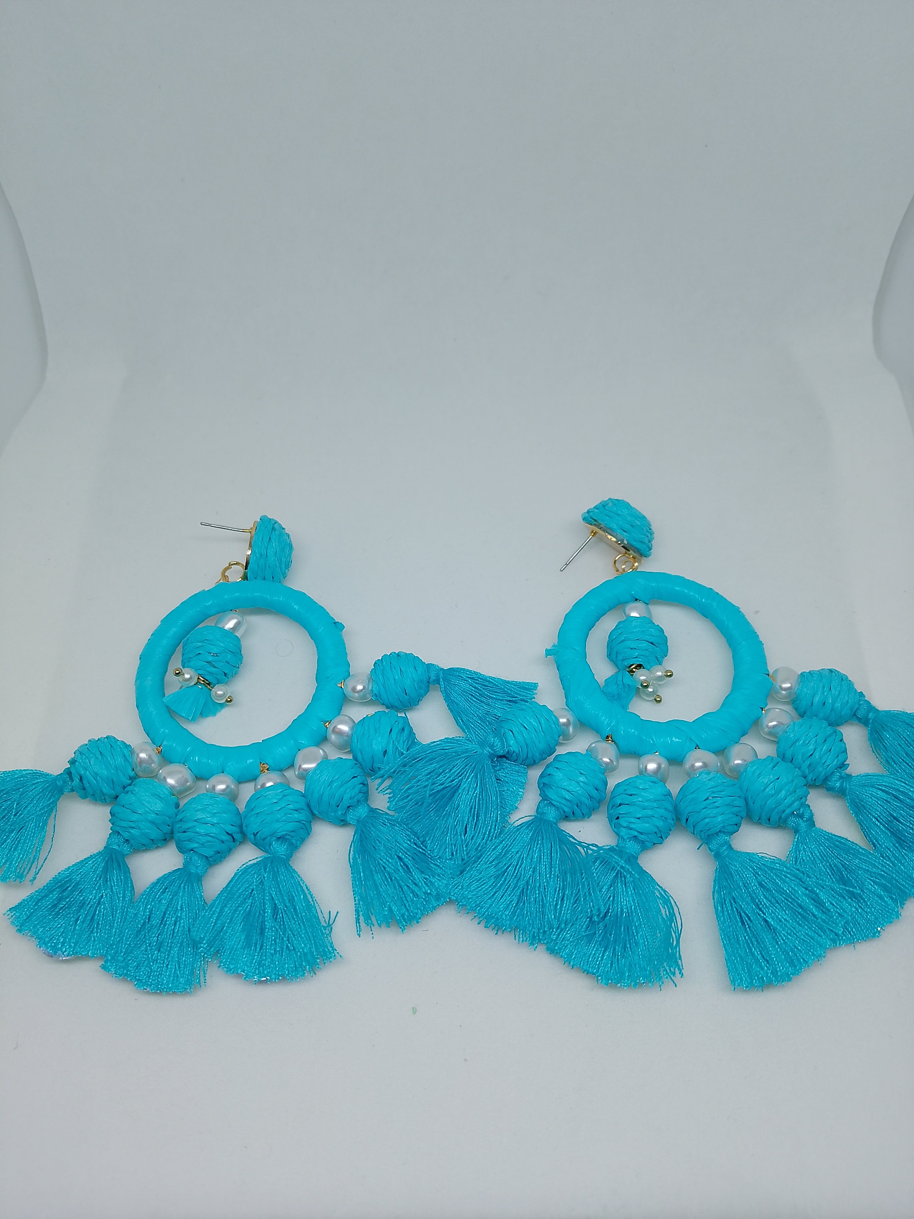 Meridian Dynasty Turquoise Flared Swan Statement Dangle Earrings