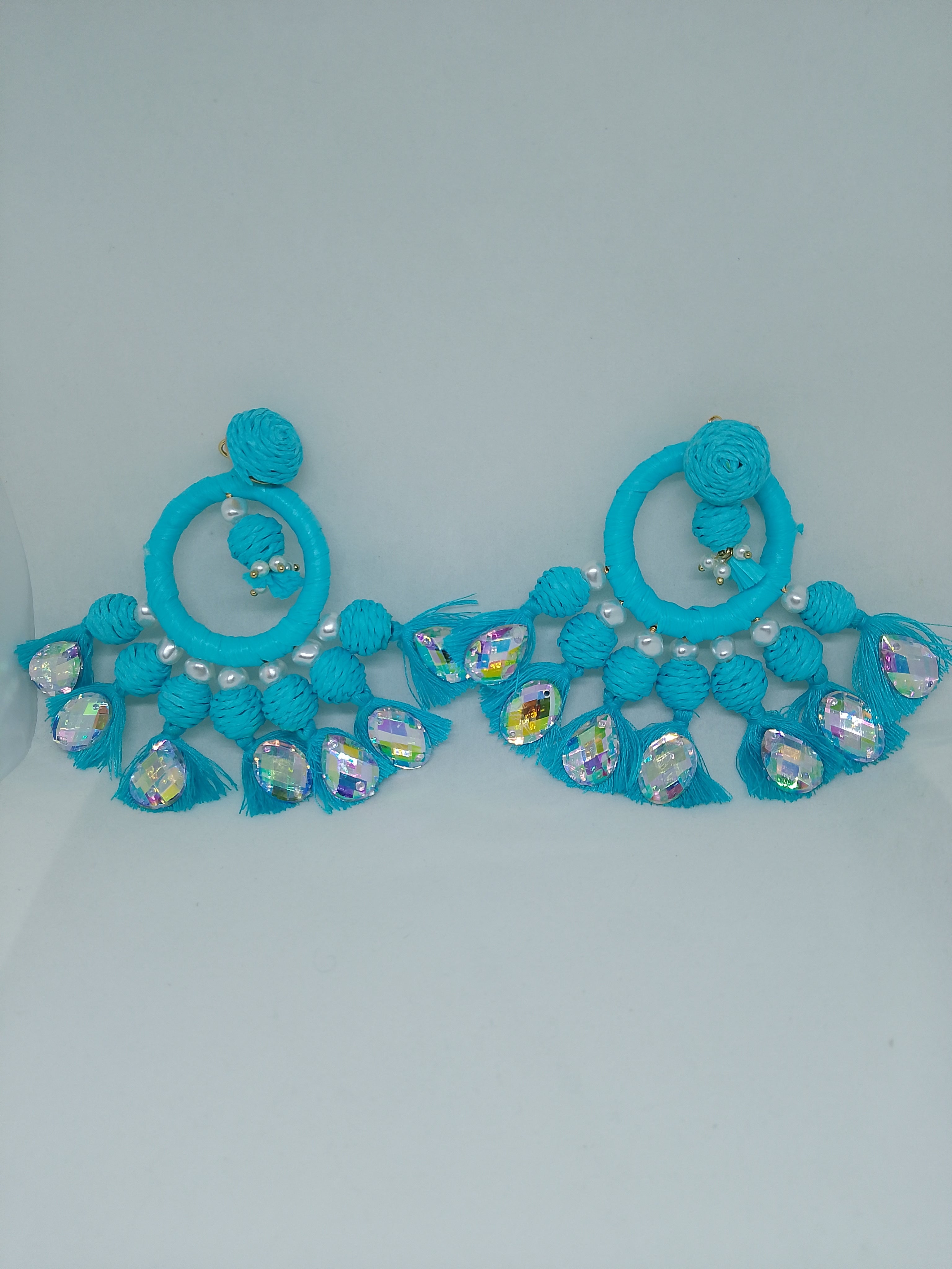 Meridian Dynasty Turquoise Flared Swan Statement Dangle Earrings