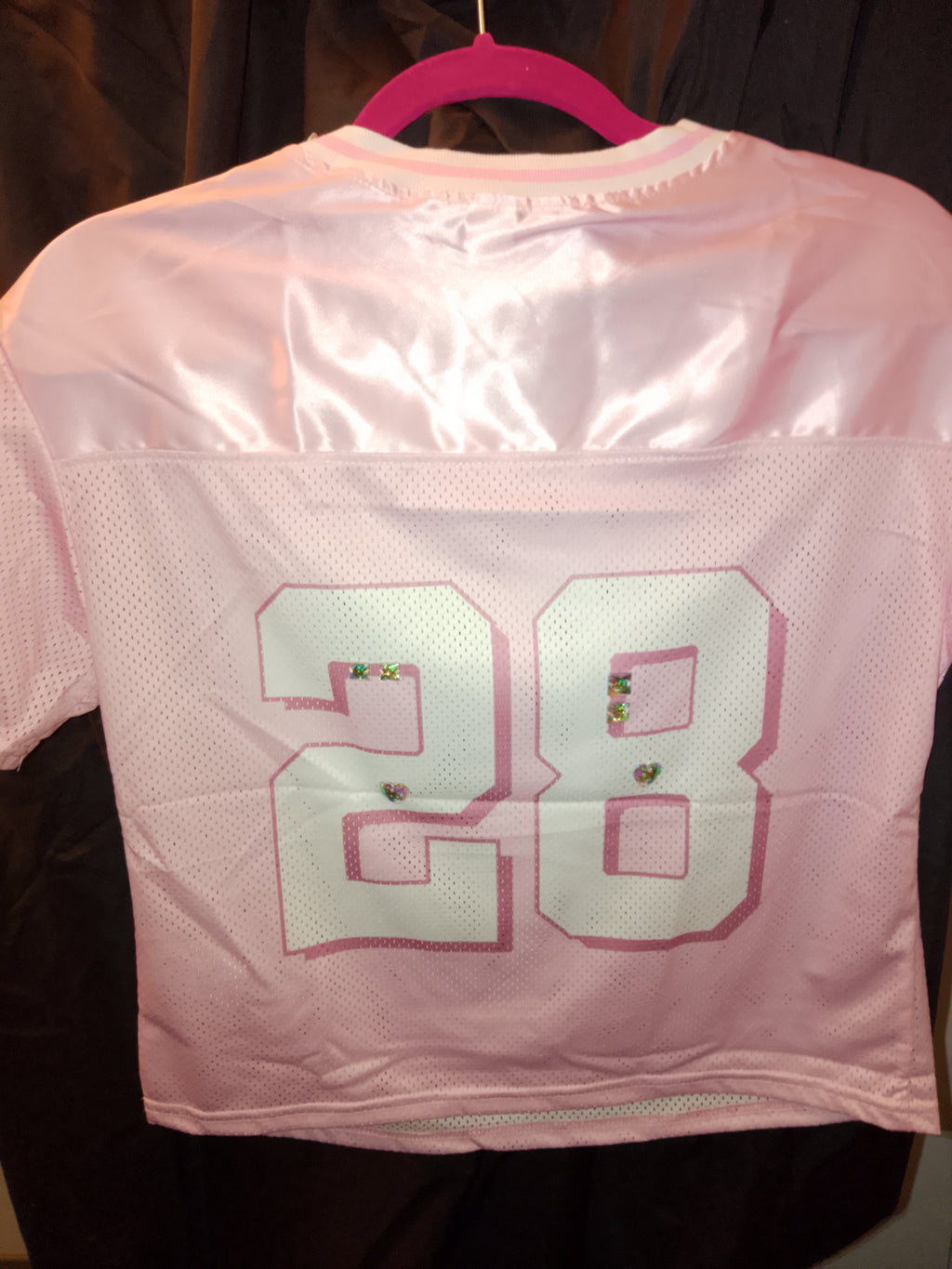 Iconic Jeweled Embellished Pink Frost Mesh Girl's Sports Short Sleeve Jersey