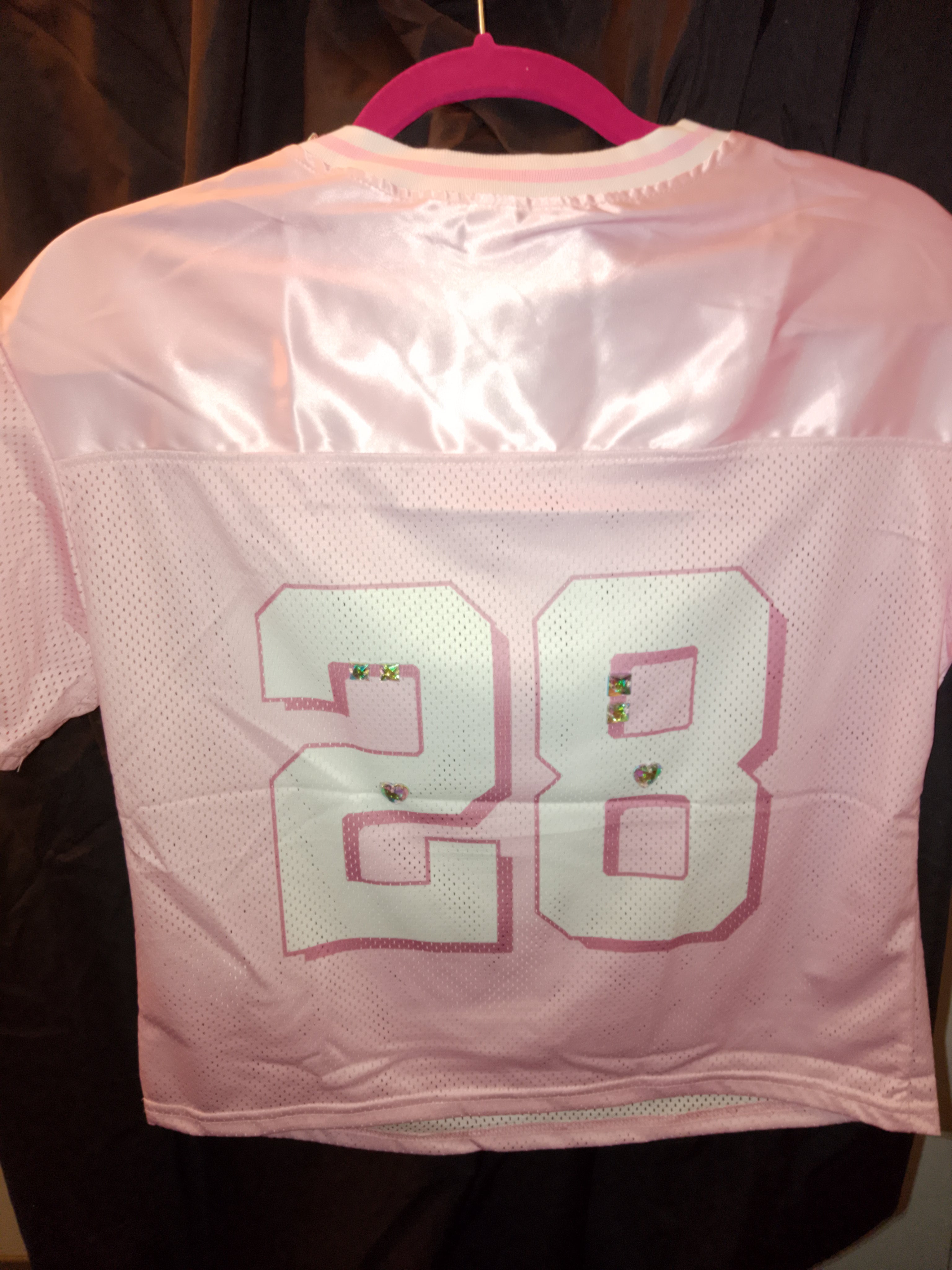 Iconic Jeweled Embellished Pink Frost Mesh Girl's Sports Short Sleeve Jersey