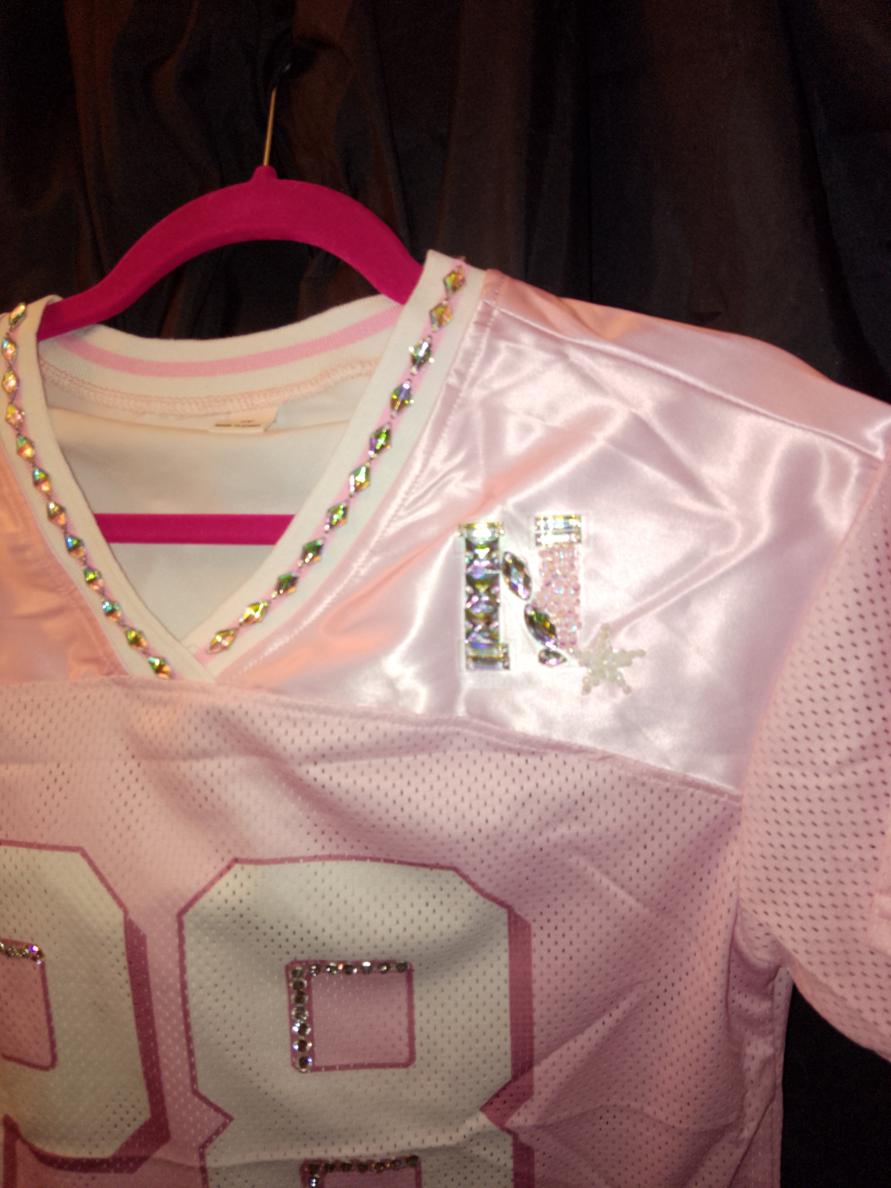 Iconic Jeweled Embellished Pink Frost Mesh Girl's Sports Short Sleeve Jersey
