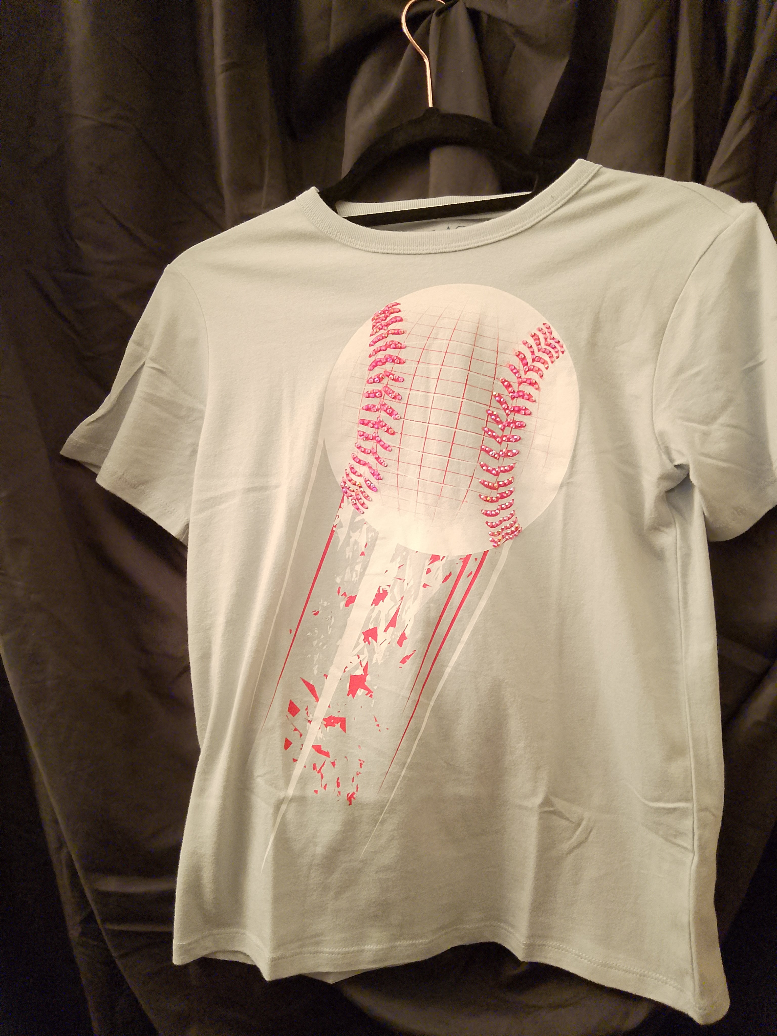 Power Pitch Sequined Baseball  Motion Boy's Short Sleeve Sports T-Shirt -  Style 120