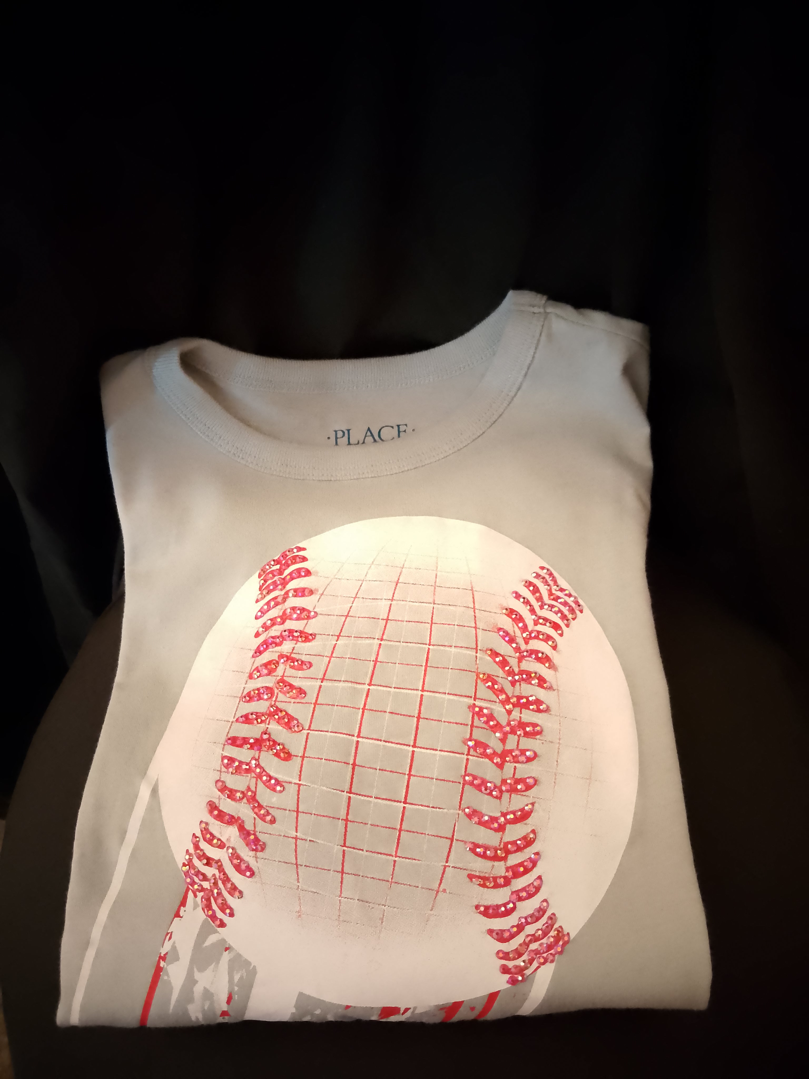 Power Pitch Sequined Baseball  Motion Boy's Short Sleeve Sports T-Shirt -  Style 120