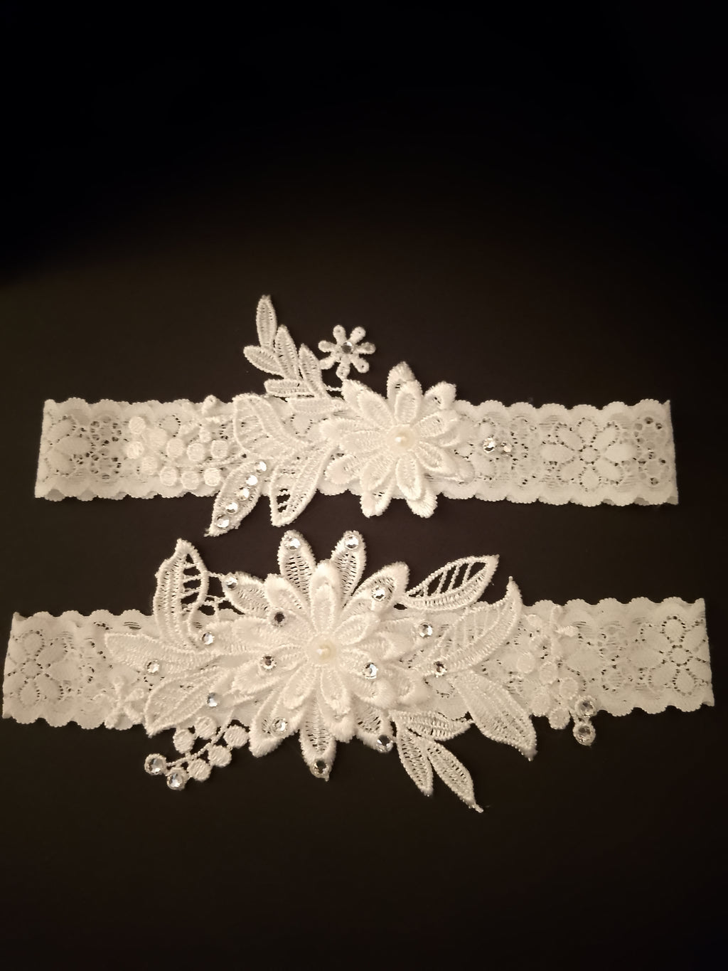 Wedding Bliss - White Bridal Hair Comb Veil, Silk Roses Bouquet, Garter Belts Set