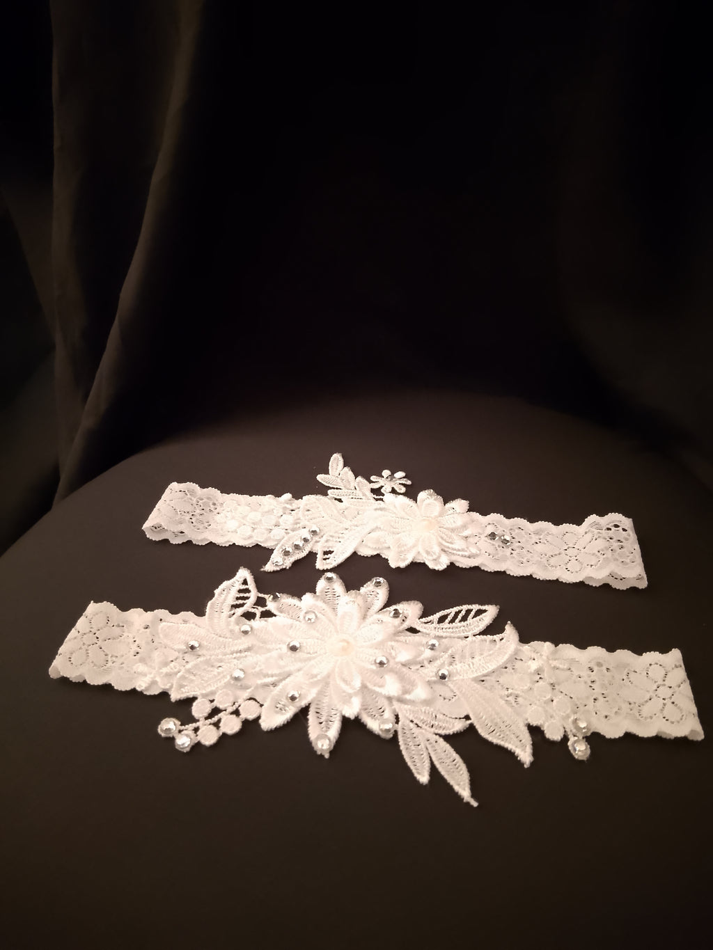 Wedding Bliss - White Bridal Hair Comb Veil, Silk Roses Bouquet, Garter Belts Set