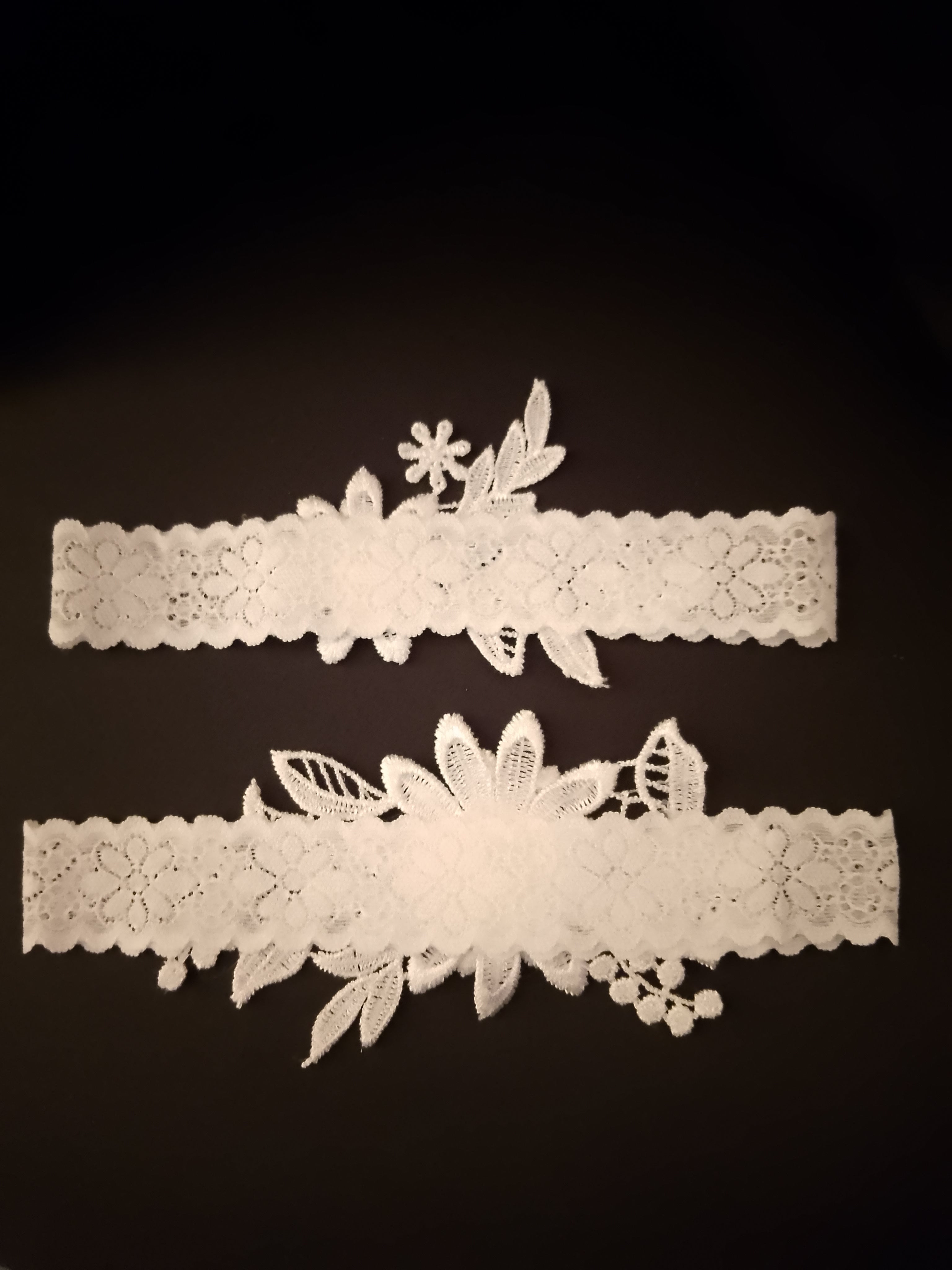 Wedding Bliss - White Bridal Hair Comb Veil, Silk Roses Bouquet, Garter Belts Set