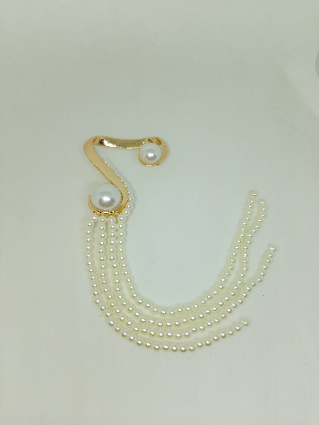Tide Pearl Multi-Bead Strand Cascade Drop Dangle (Single) Clip On Earring