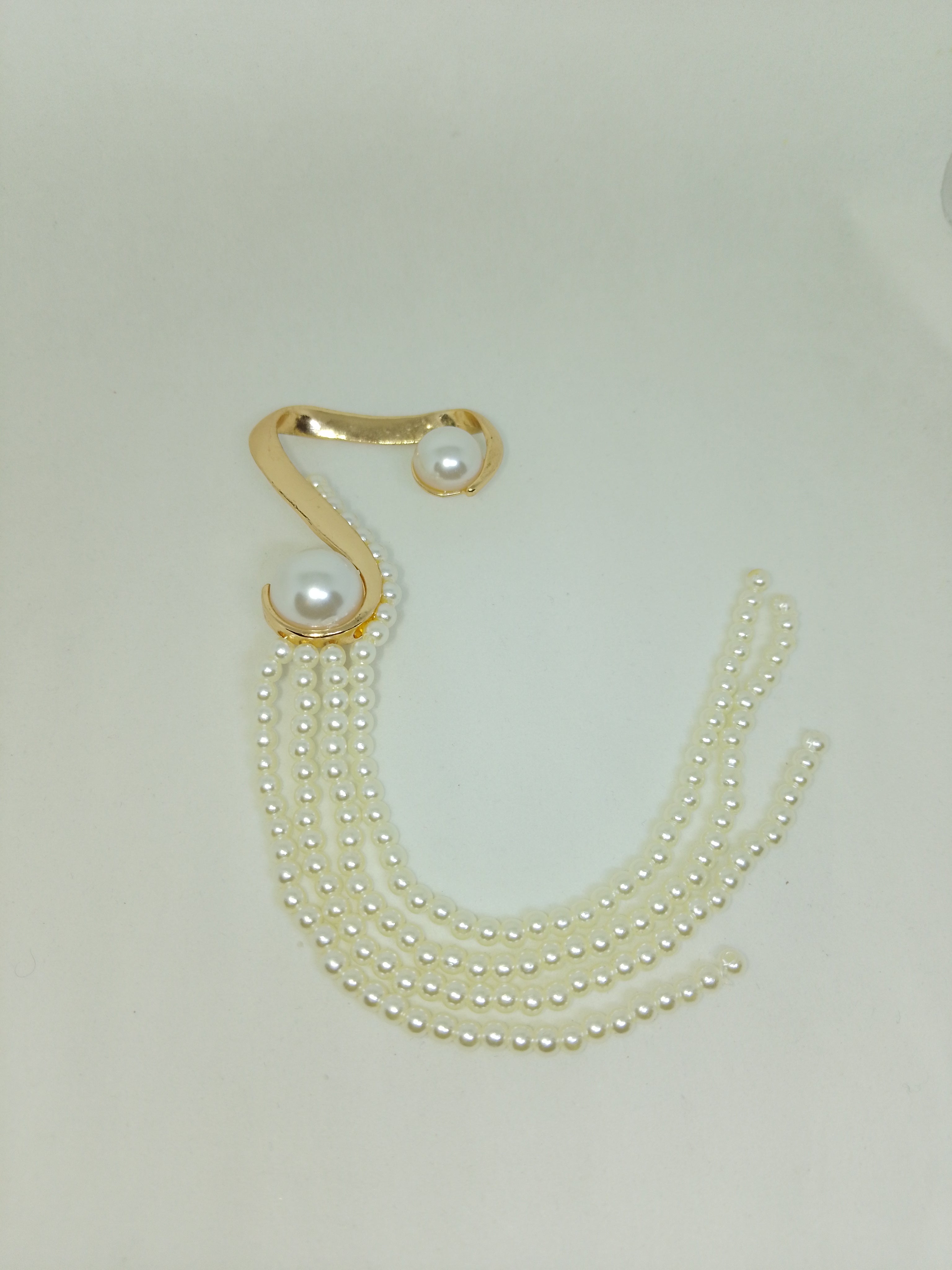 Tide Pearl Multi-Bead Strand Cascade Drop Dangle (Single) Clip On Earring