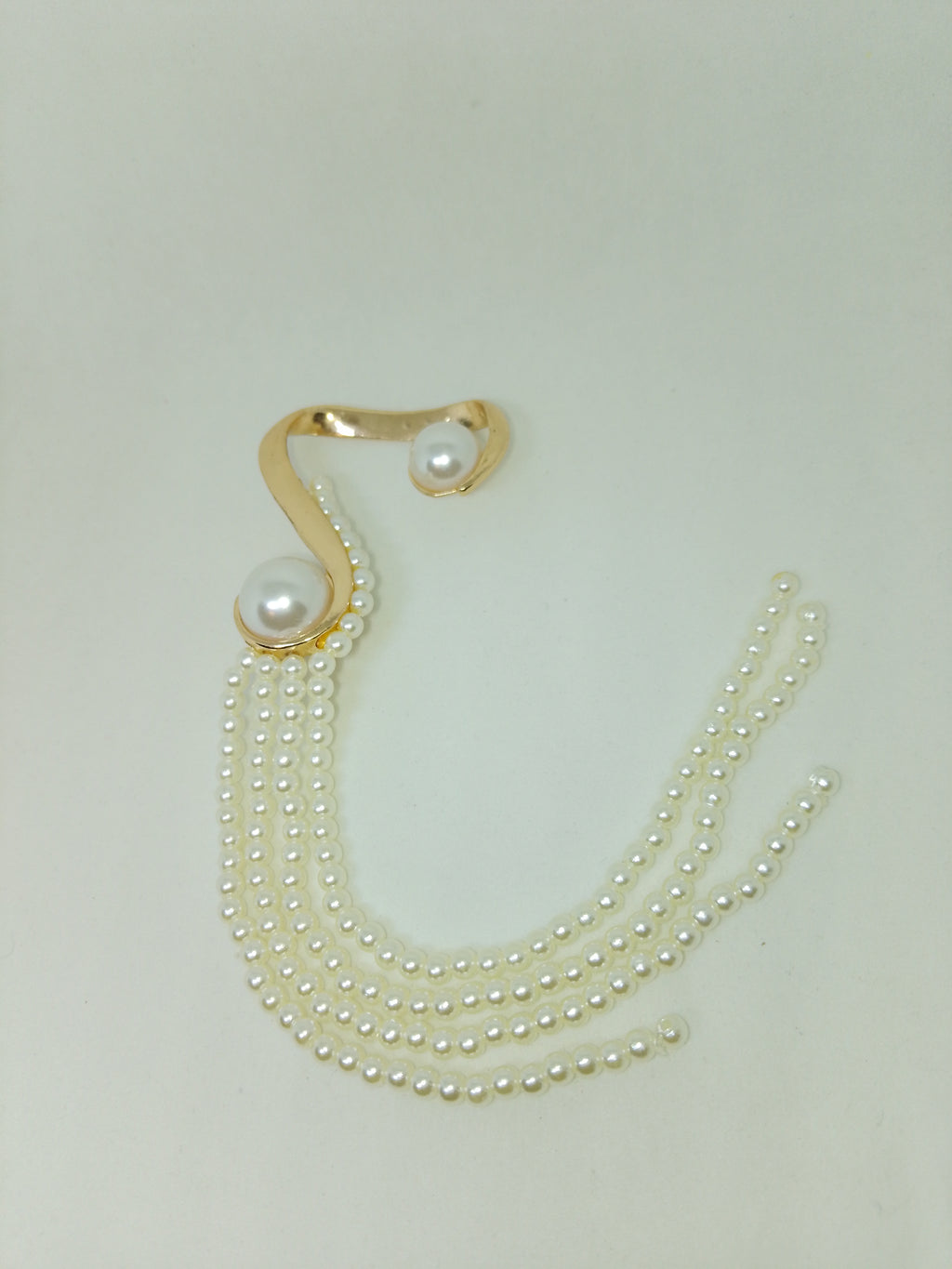 Tide Pearl Multi-Bead Strand Cascade Drop Dangle (Single) Clip On Earring