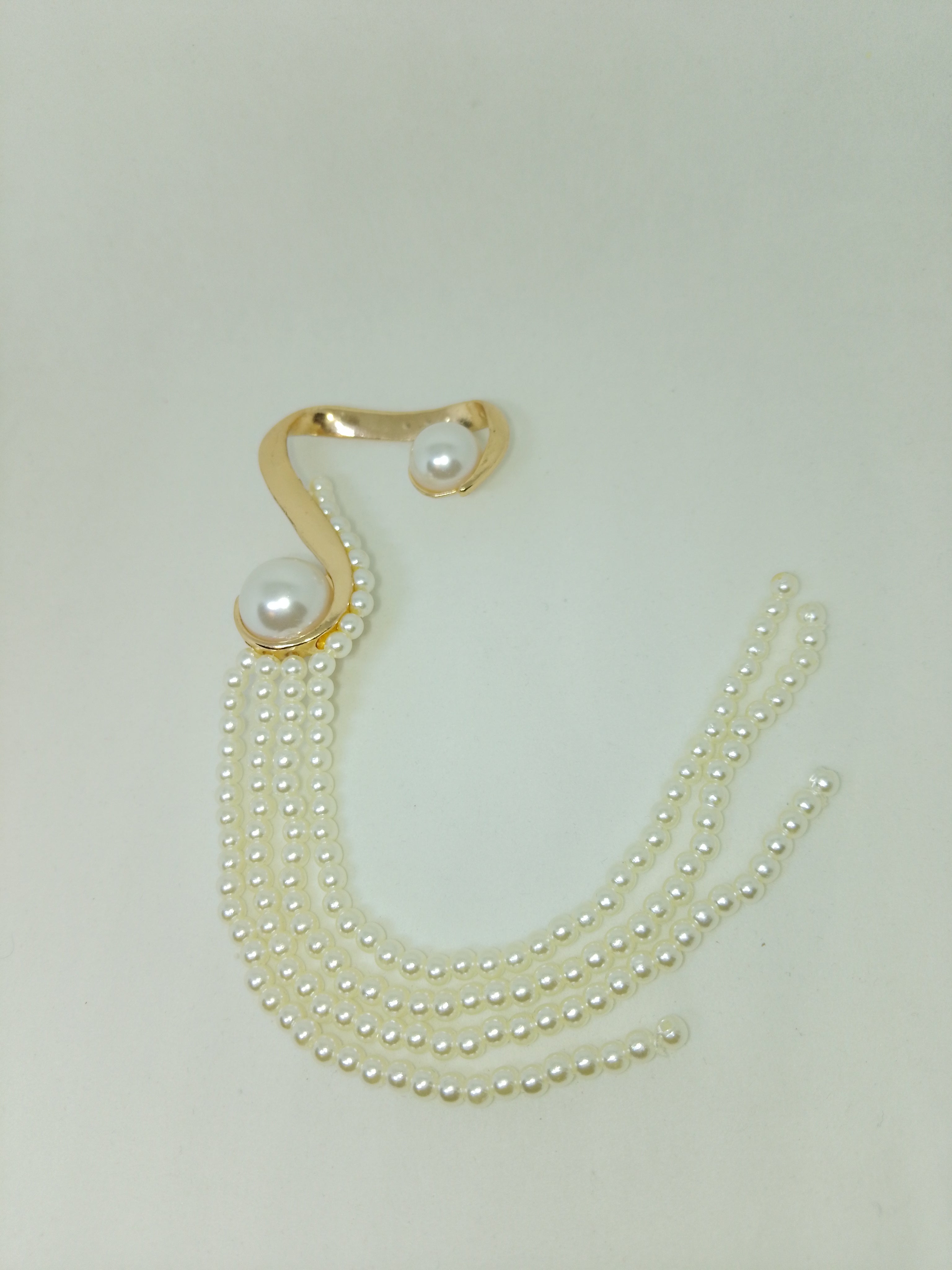 Tide Pearl Multi-Bead Strand Cascade Drop Dangle (Single) Clip On Earring
