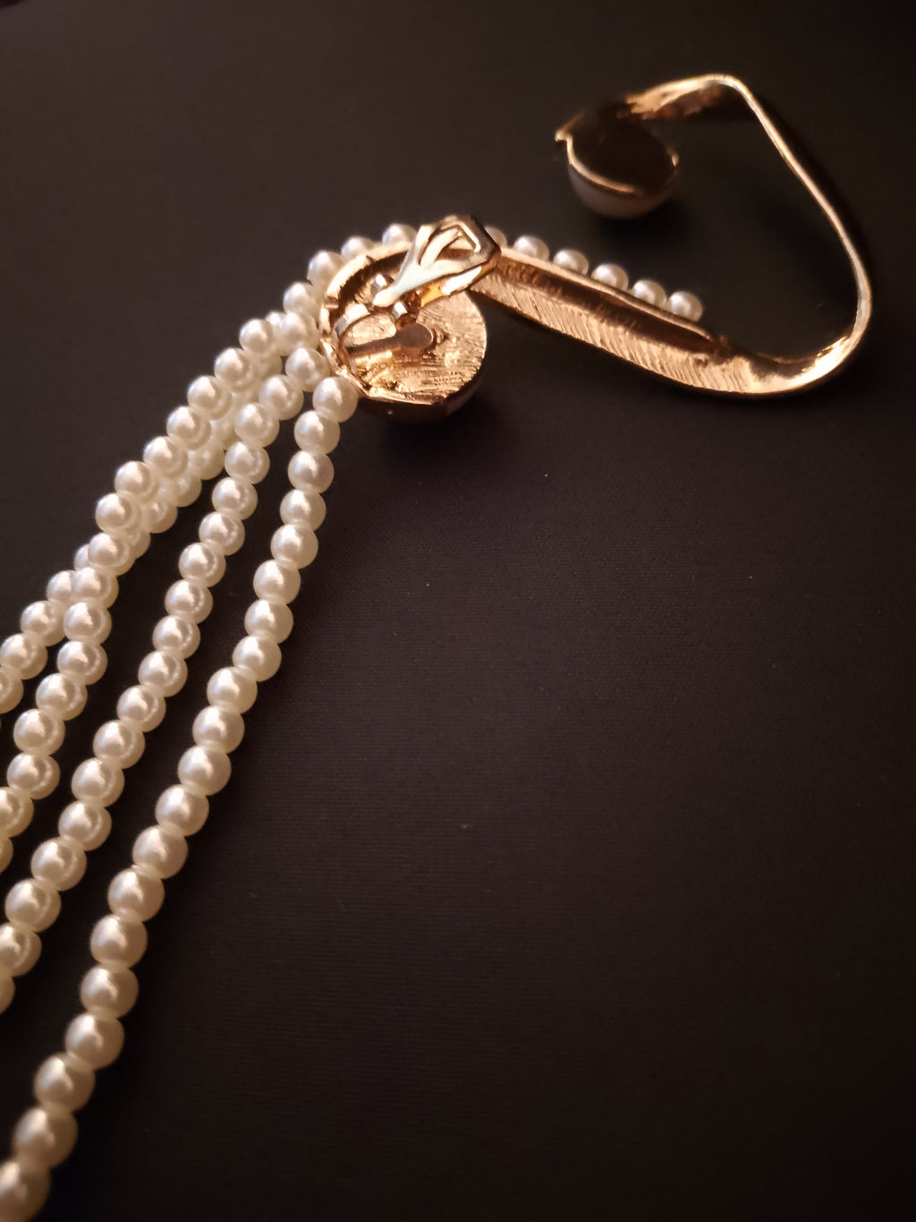 Tide Pearl Multi-Bead Strand Cascade Drop Dangle (Single) Clip On Earring