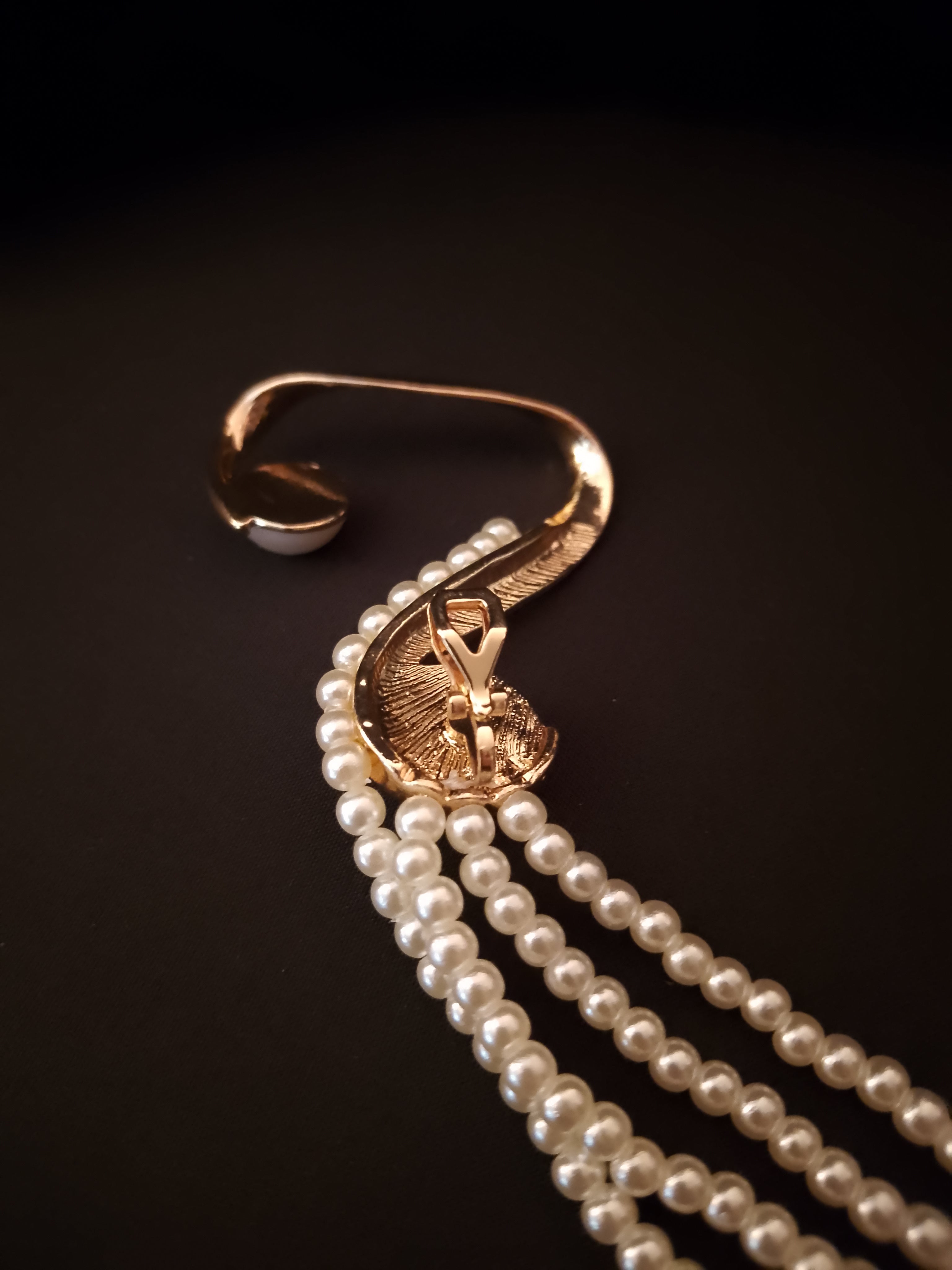 Tide Pearl Multi-Bead Strand Cascade Drop Dangle (Single) Clip On Earring